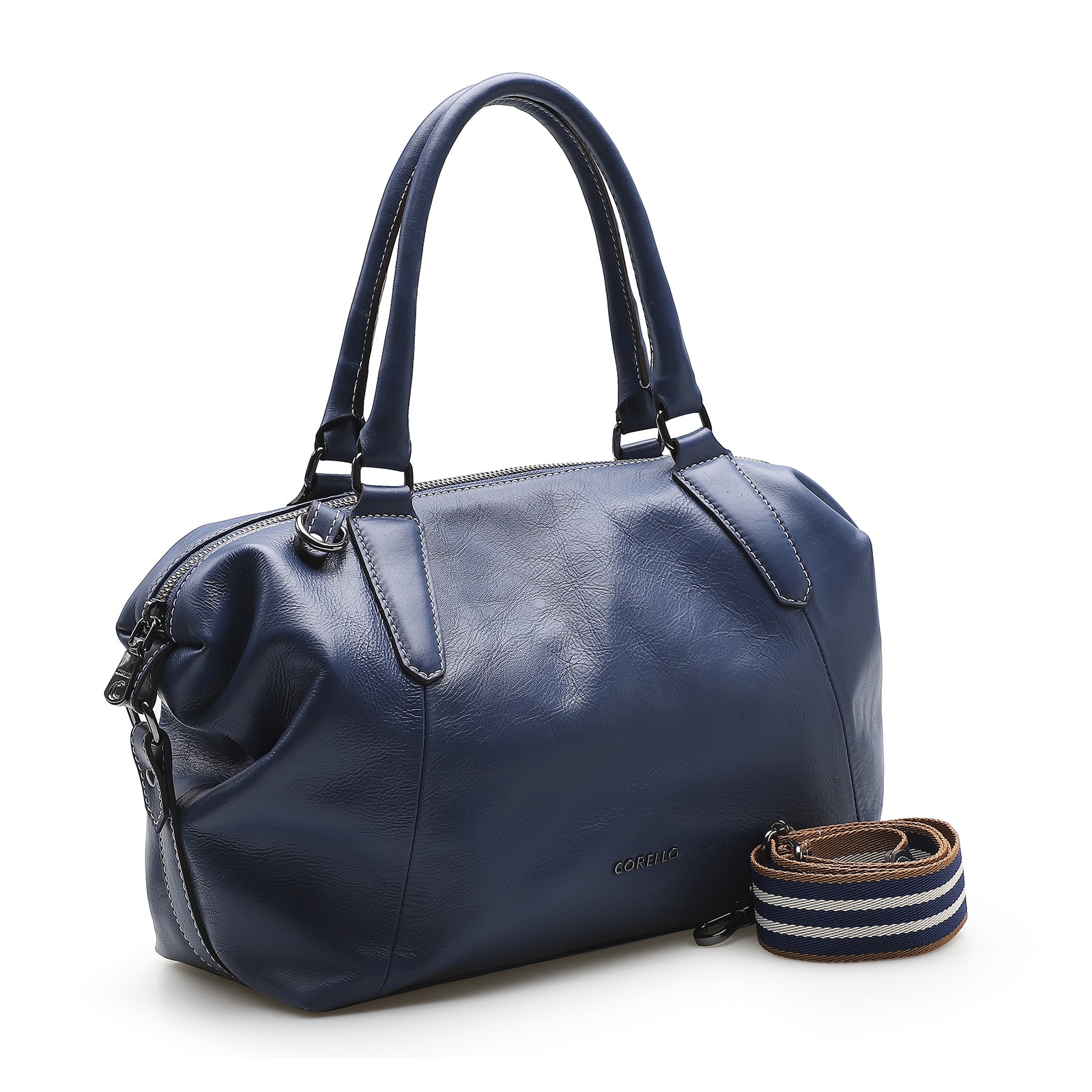 Bolsa Tote Couro Azul Cobalto