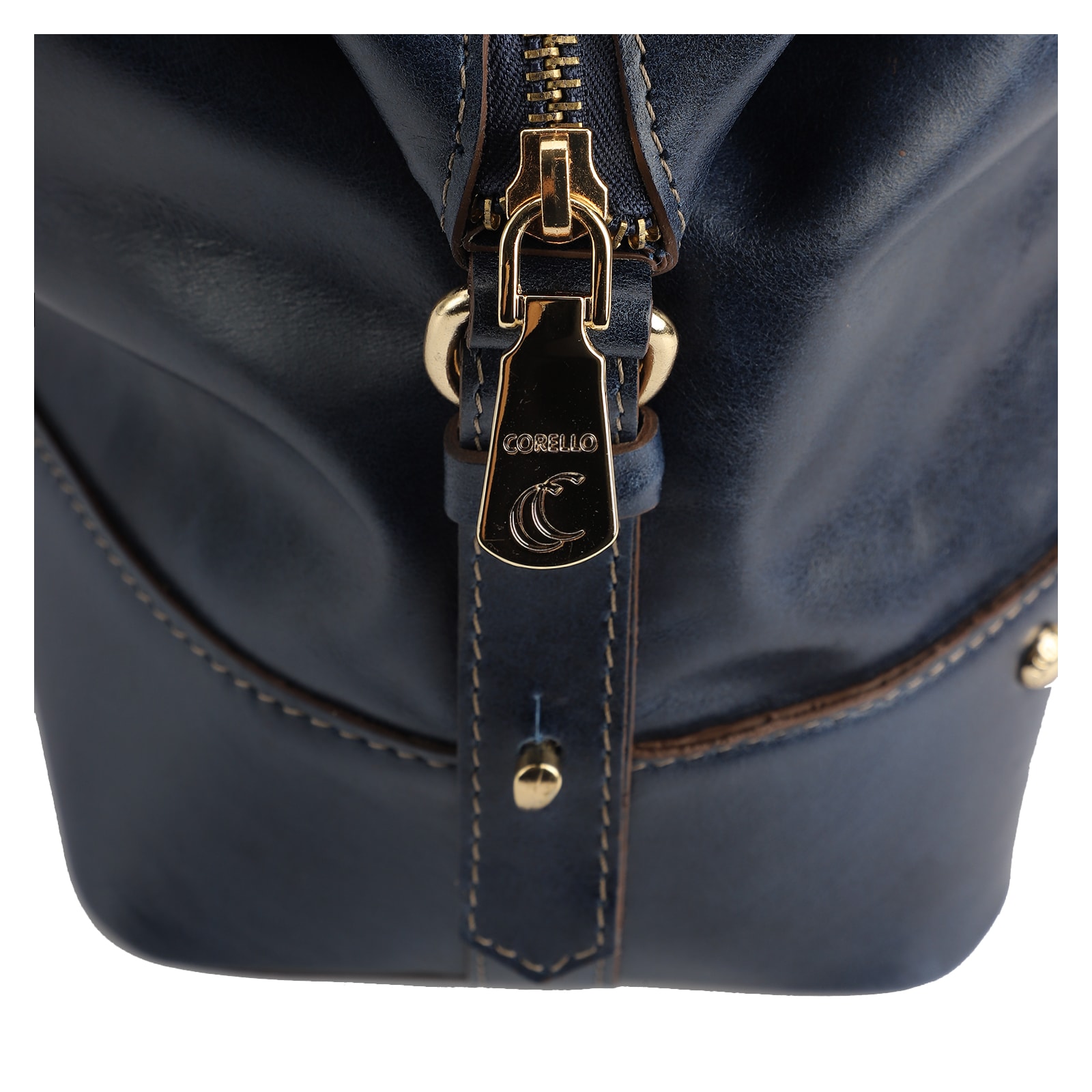 Bolsa Tote Couro Azul Denim