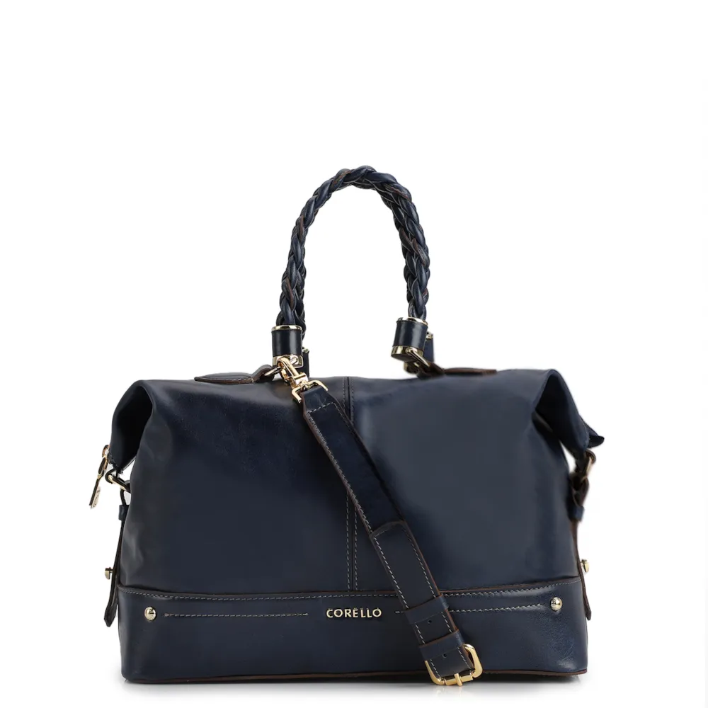 Bolsa Tote Couro Azul Denim