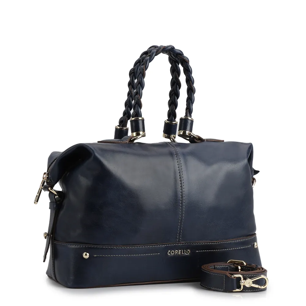 Bolsa Tote Couro Azul Denim - imagem 2