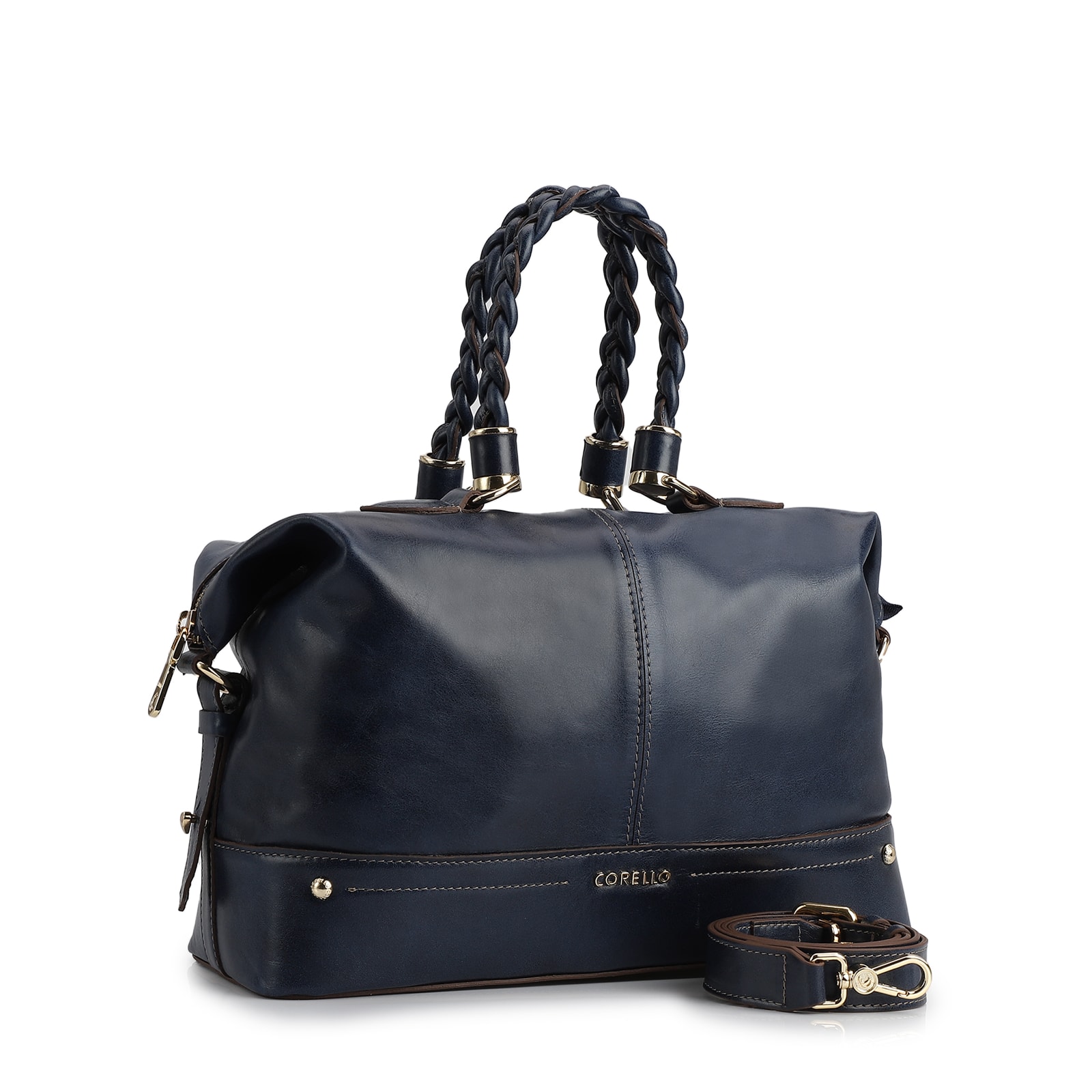 Bolsa Tote Couro Azul Denim