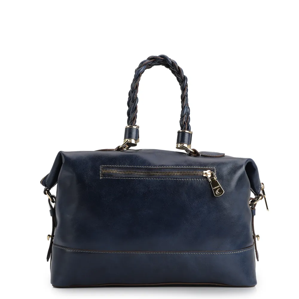 Bolsa Tote Couro Azul Denim - imagem 3