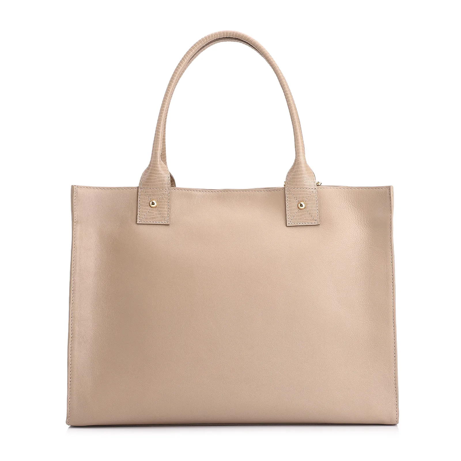 Bolsa Tote Couro Bege/Couro Lezard Bege