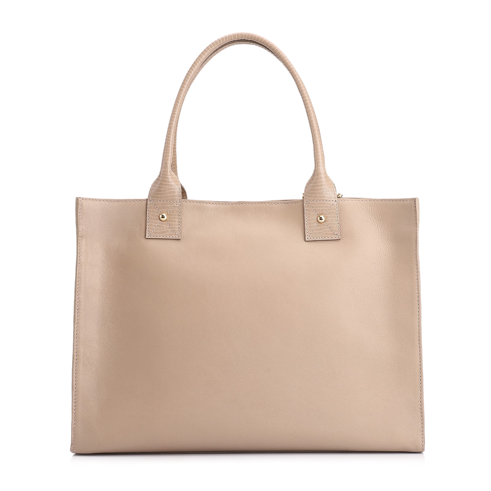 Bolsa Tote Couro Bege/Couro Lezard Bege