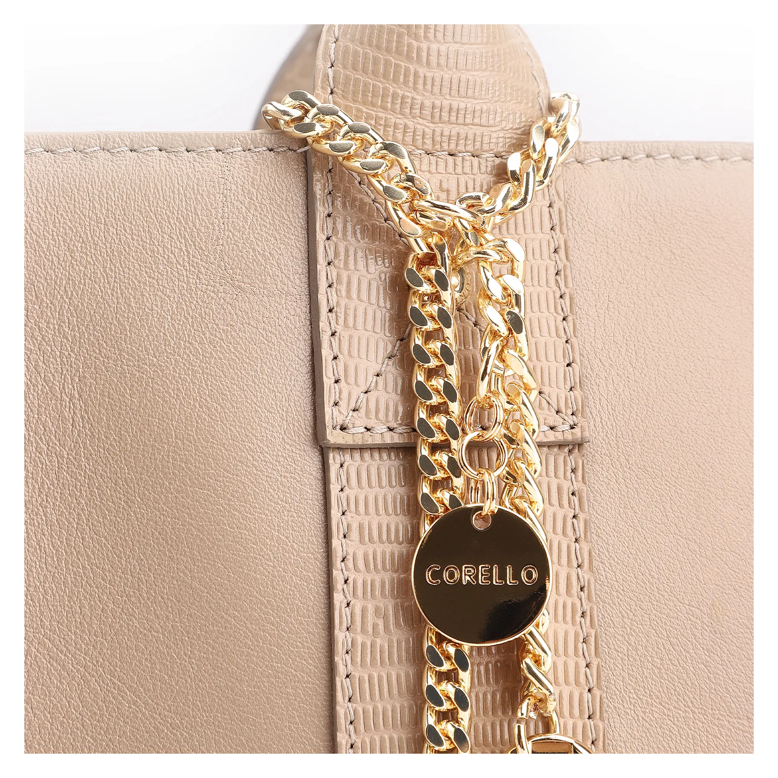 Bolsa Tote Couro Bege/Couro Lezard Bege
