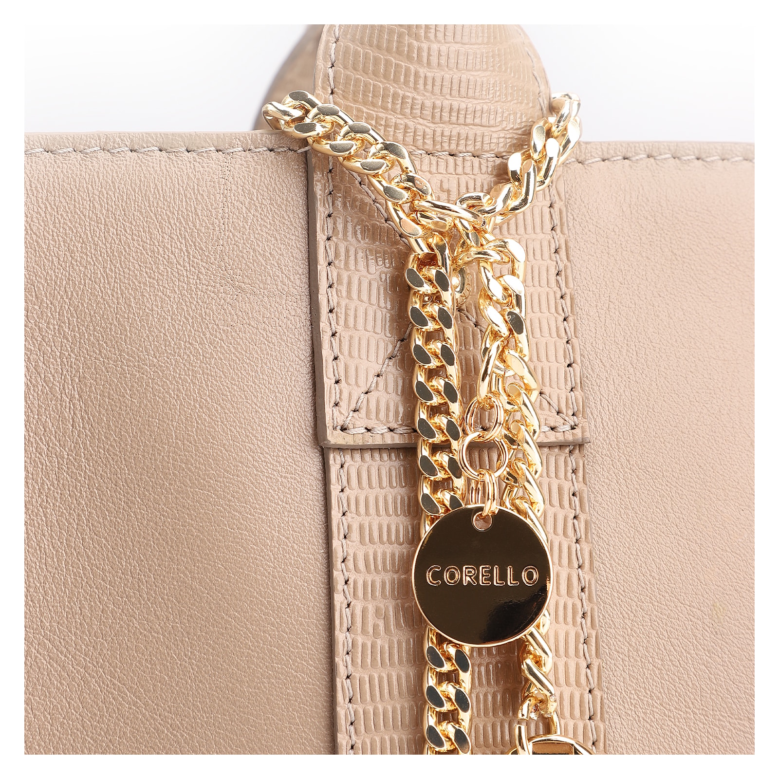 Bolsa Tote Couro Bege/Couro Lezard Bege