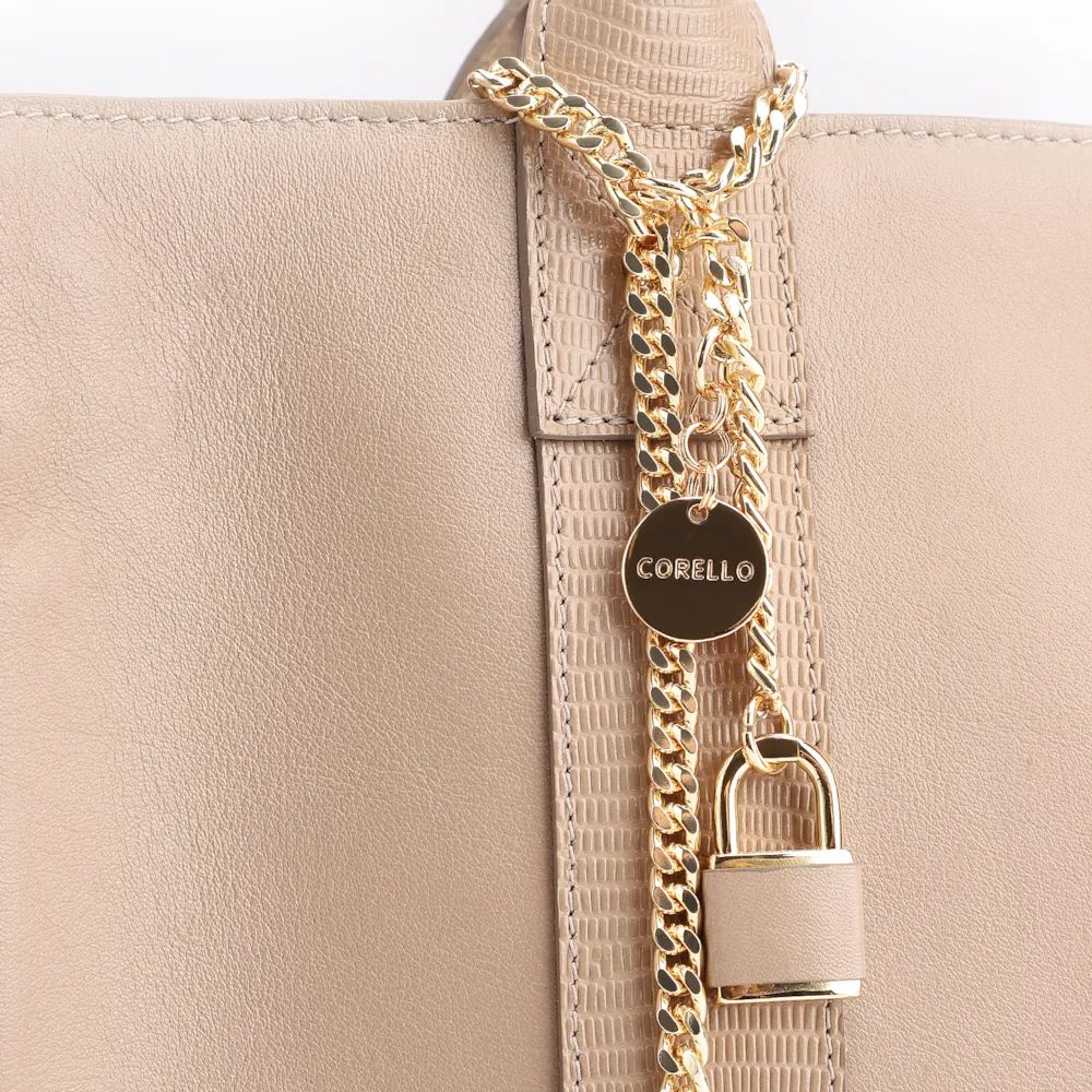 Bolsa Tote Couro Bege/Couro Lezard Bege - imagem 8