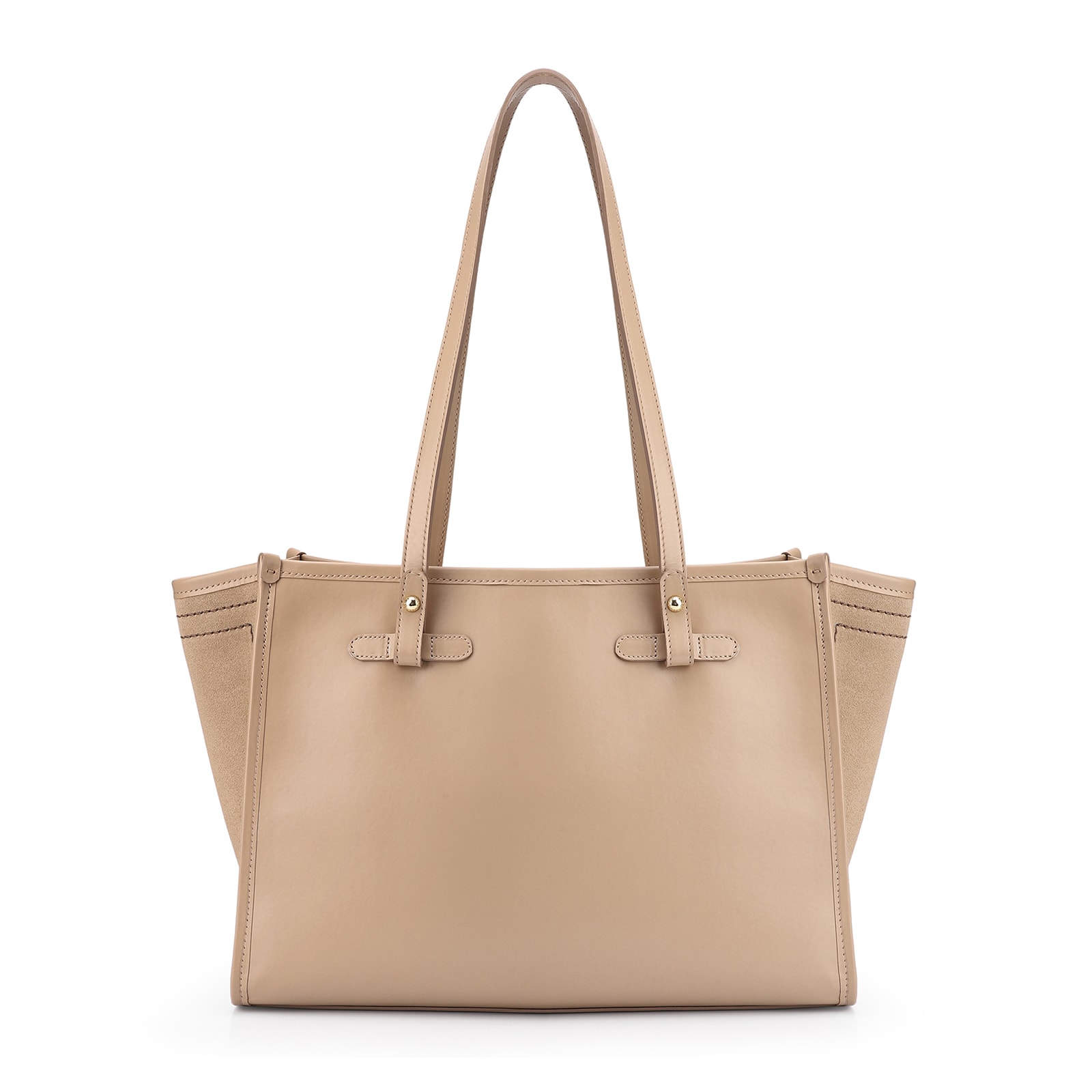 Bolsa Tote Couro Camurça/Couro Bege