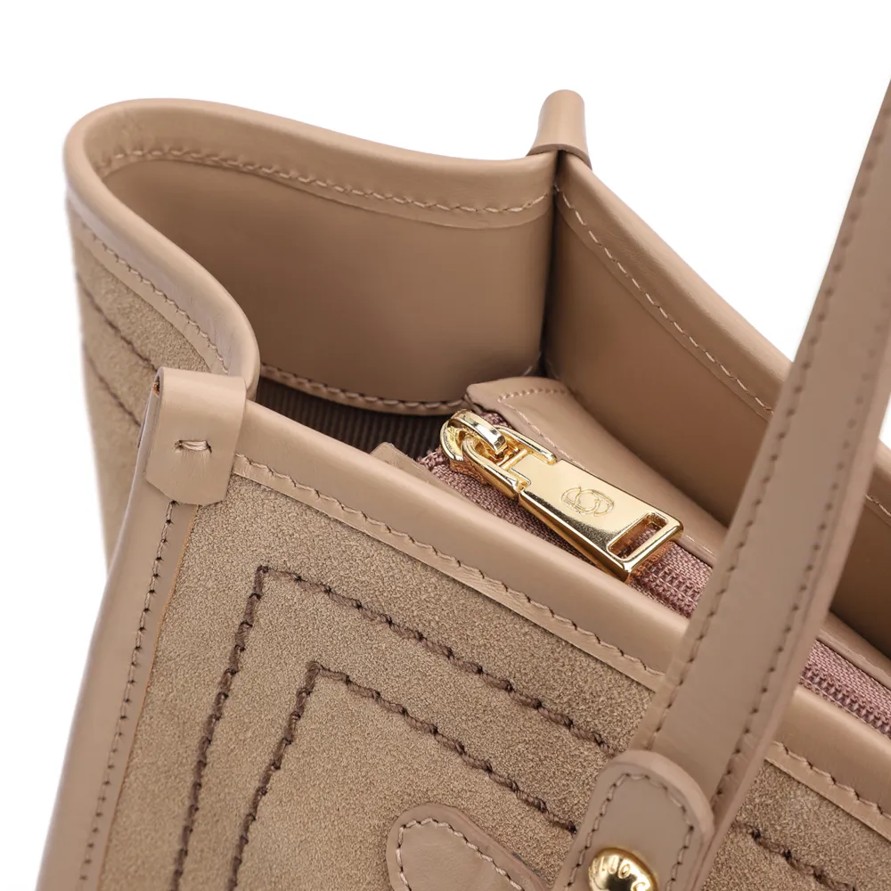 Bolsa Tote Couro Camurça/Couro Bege - imagem 6