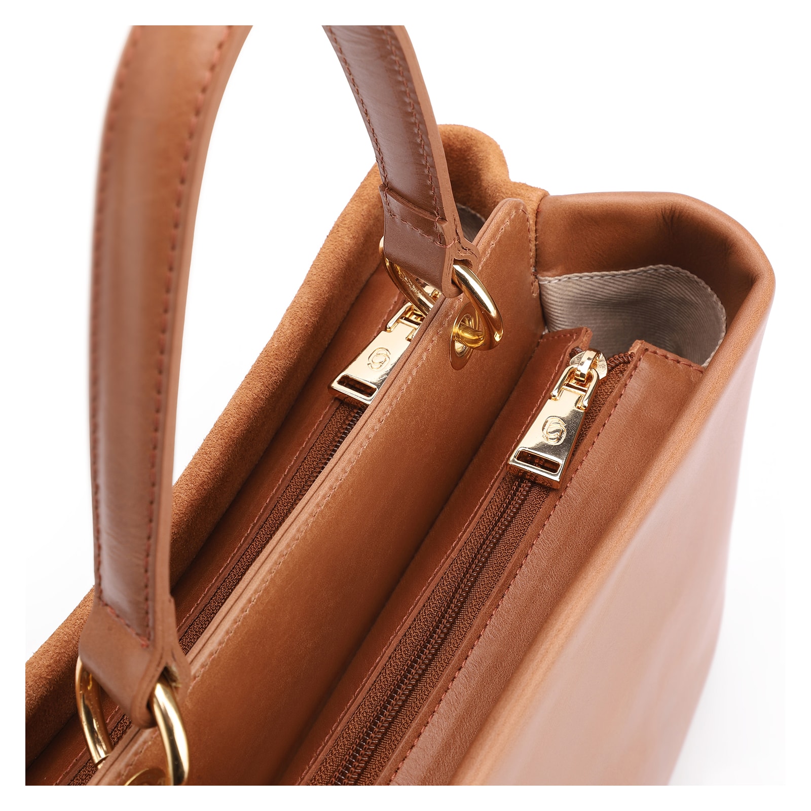 Bolsa Tote Couro Camurça/Couro Marrom