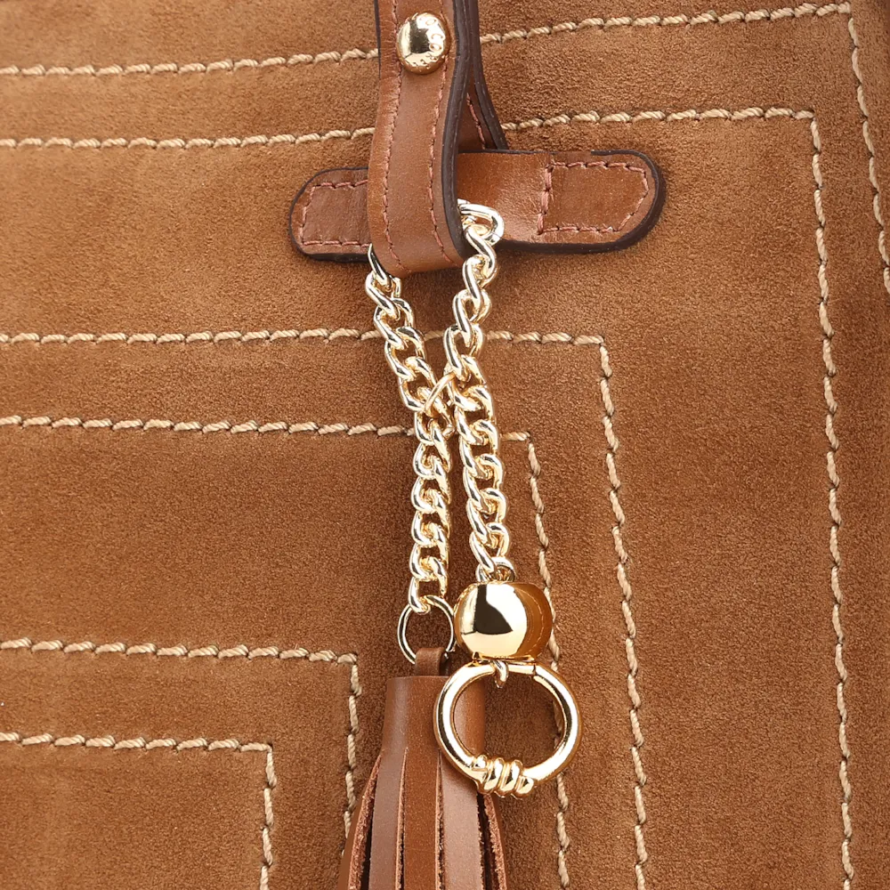 Bolsa Tote Couro Camurça/Couro Marrom - imagem 7