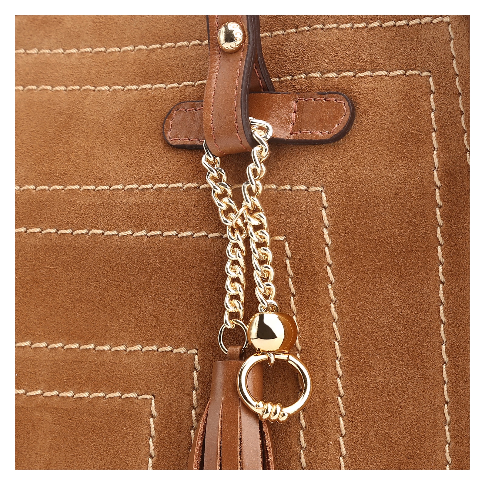 Bolsa Tote Couro Camurça/Couro Marrom