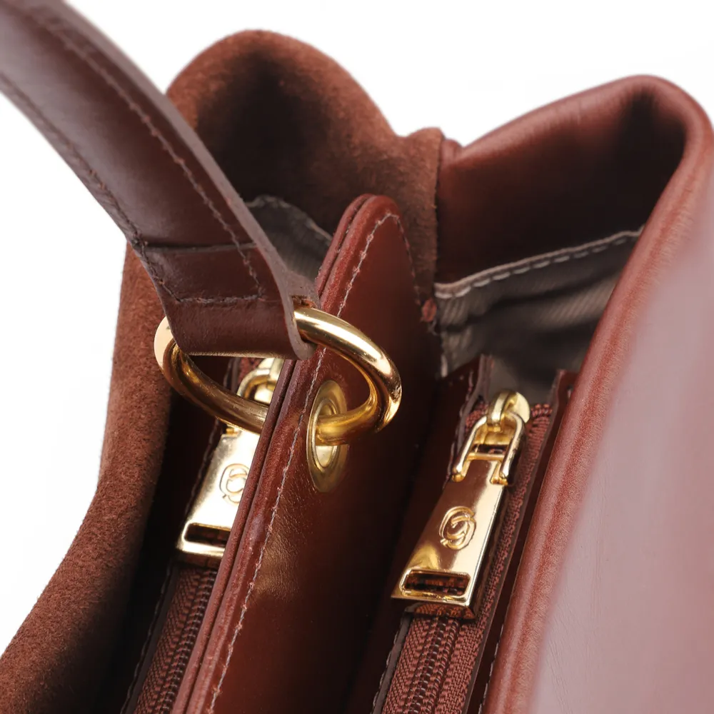 Bolsa Tote Couro Camurça/Couro Marrom Escuro - imagem 5