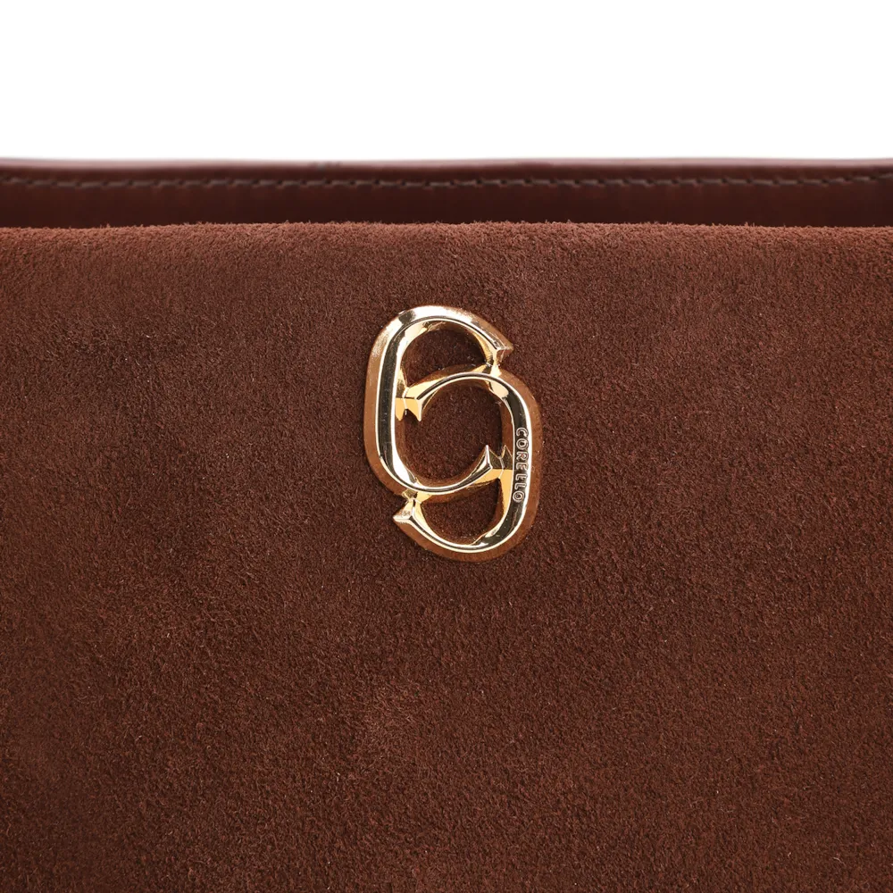 Bolsa Tote Couro Camurça/Couro Marrom Escuro - imagem 6