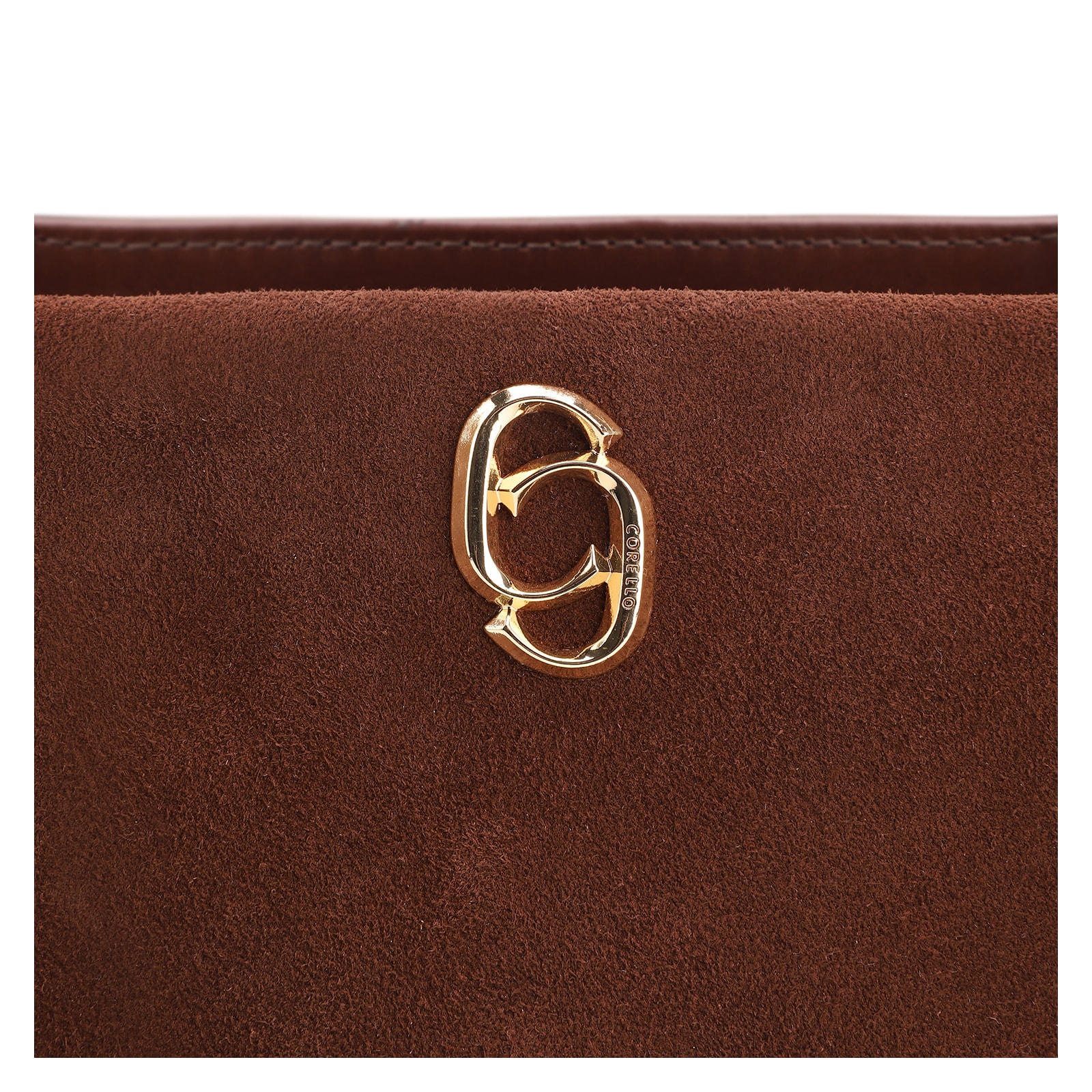 Bolsa Tote Couro Camurça/Couro Marrom Escuro