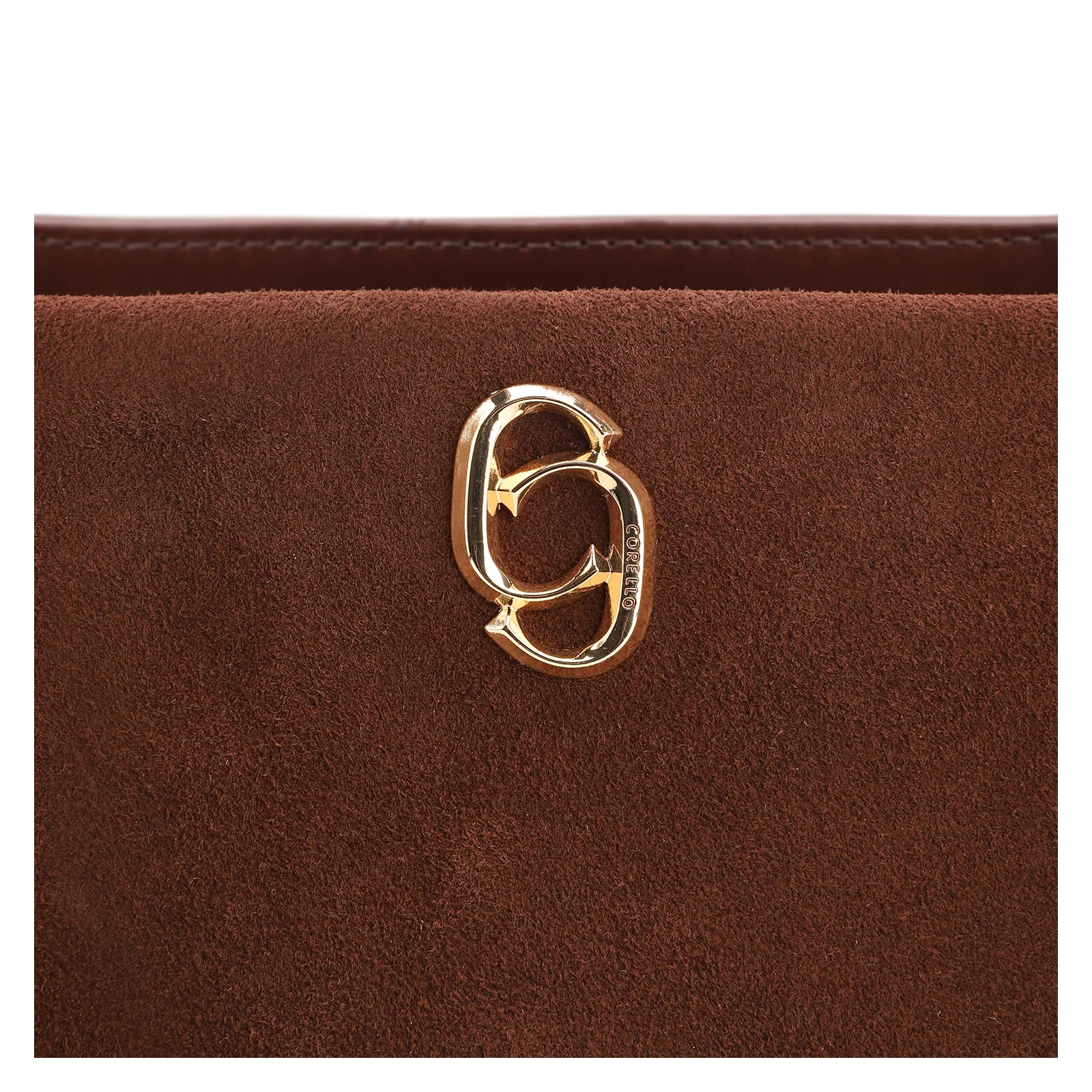 Bolsa Tote Couro Camurça/Couro Marrom Escuro