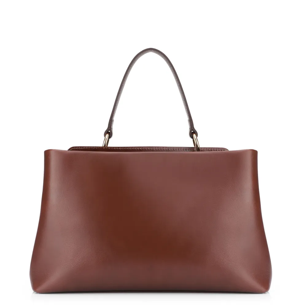 Bolsa Tote Couro Camurça/Couro Marrom Escuro - imagem 3