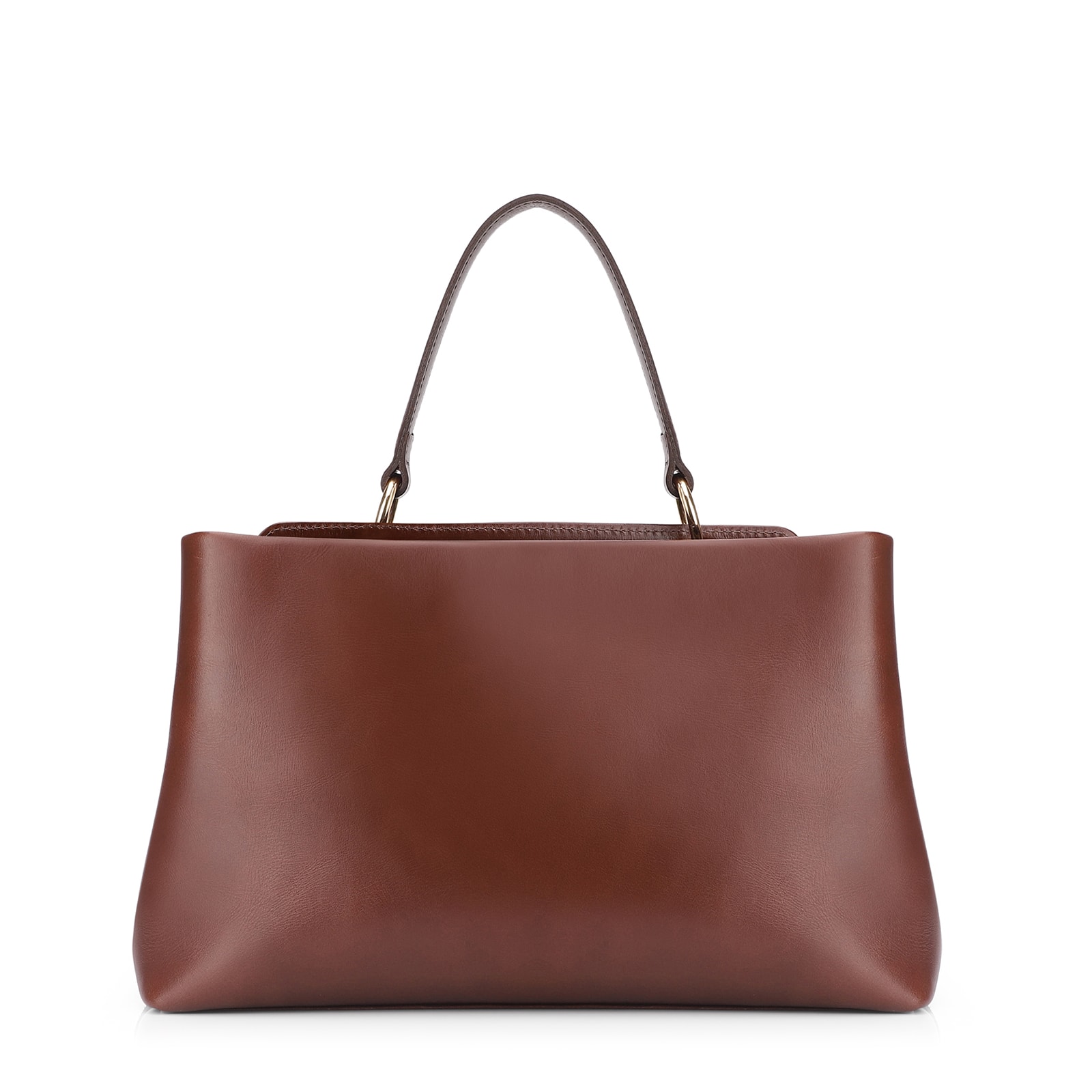 Bolsa Tote Couro Camurça/Couro Marrom Escuro