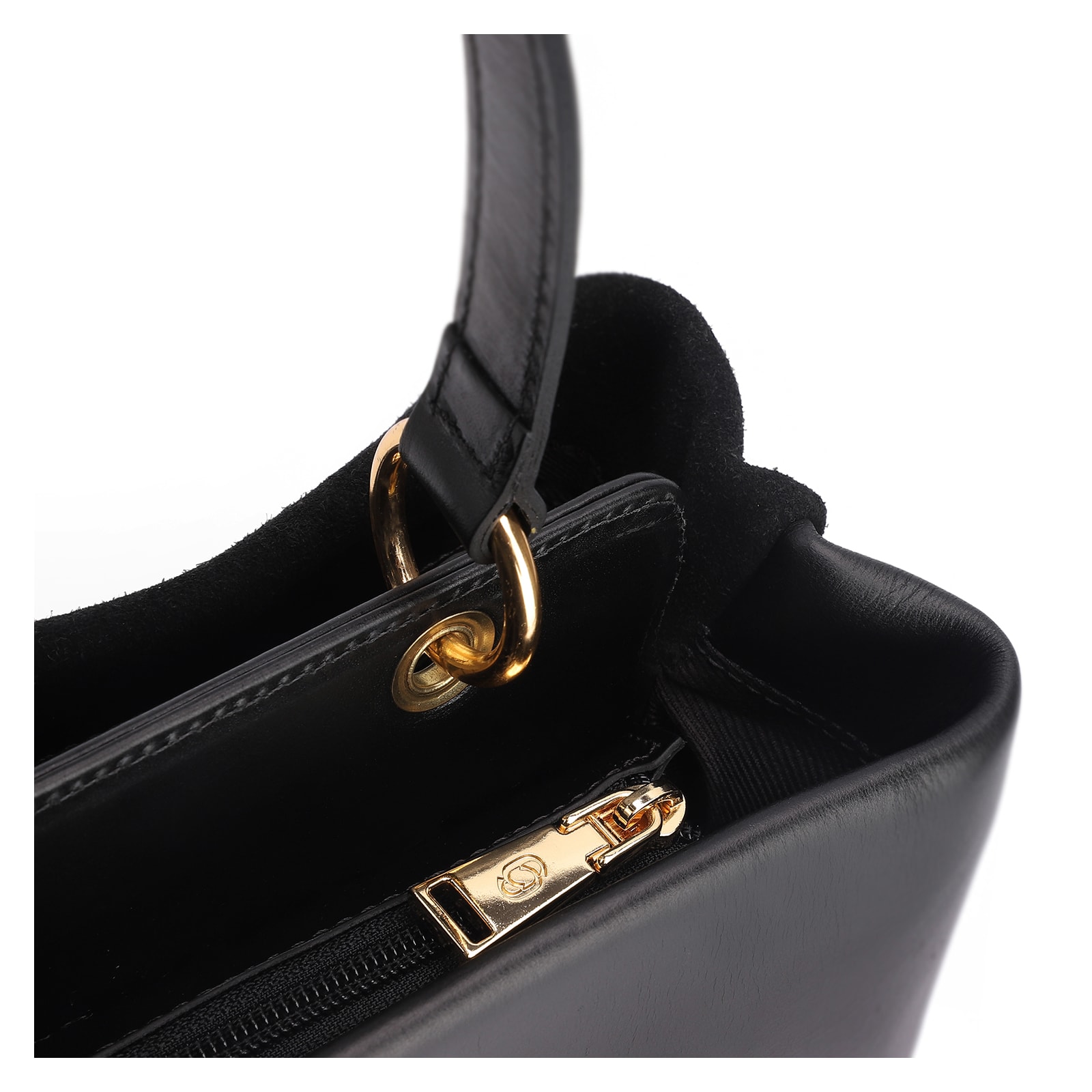 Bolsa Tote Couro Camurça/Couro Preto