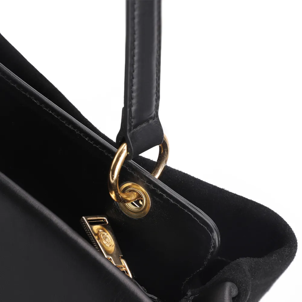 Bolsa Tote Couro Camurça/Couro Preto - imagem 7