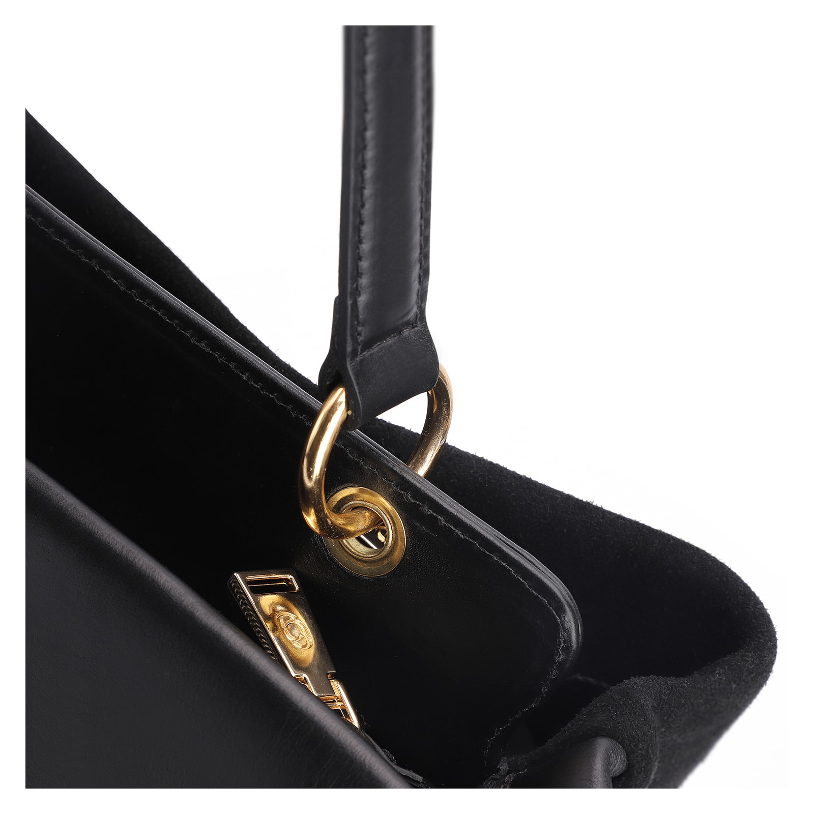 Bolsa Tote Couro Camurça/Couro Preto