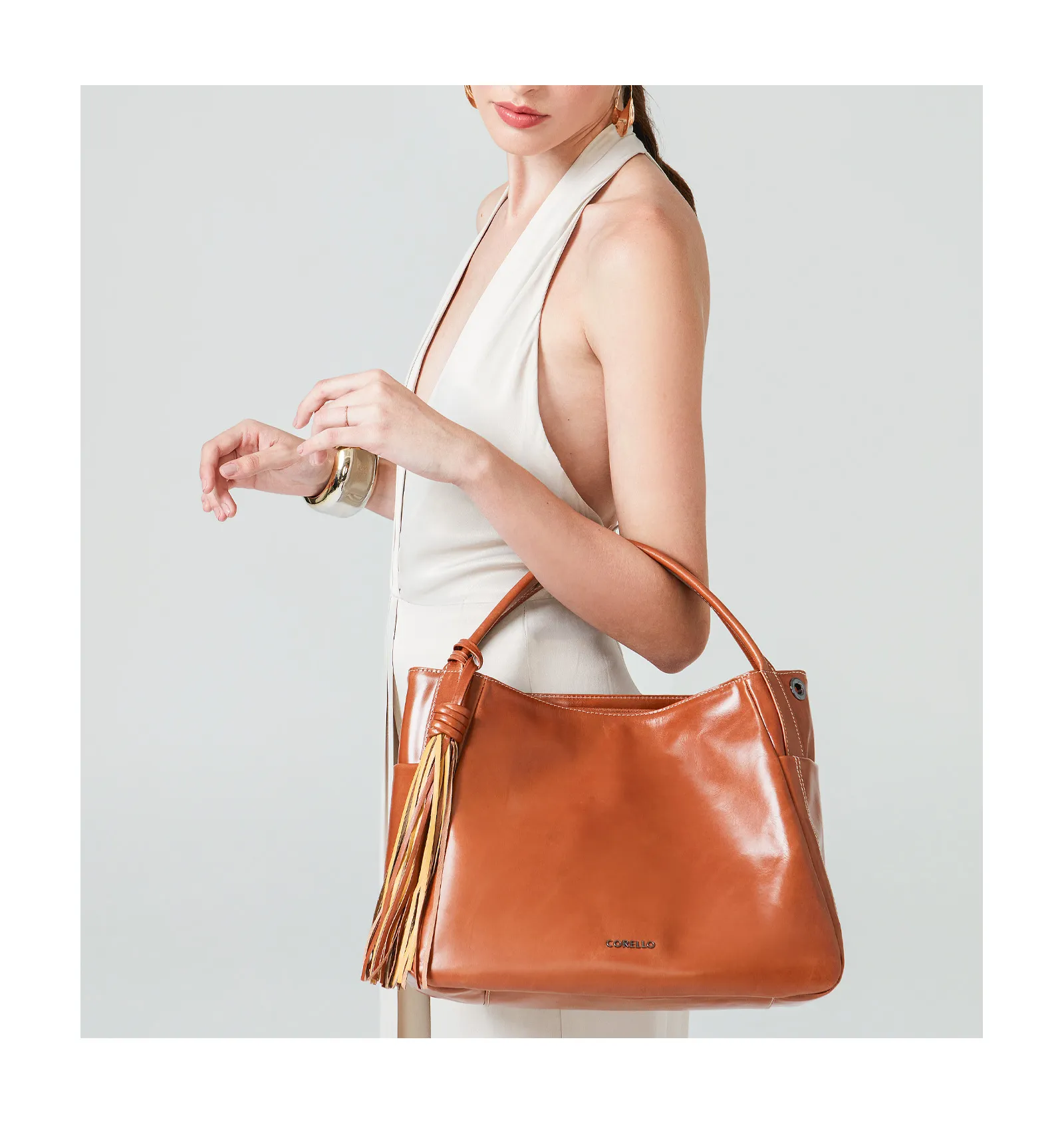 Bolsa Tote Couro Caramelo