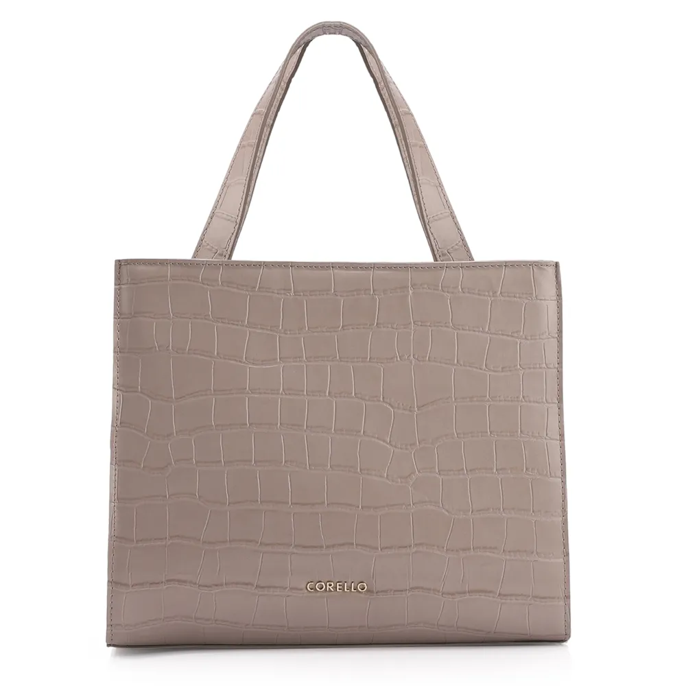 Bolsa Tote Couro Croco Bege - imagem 3