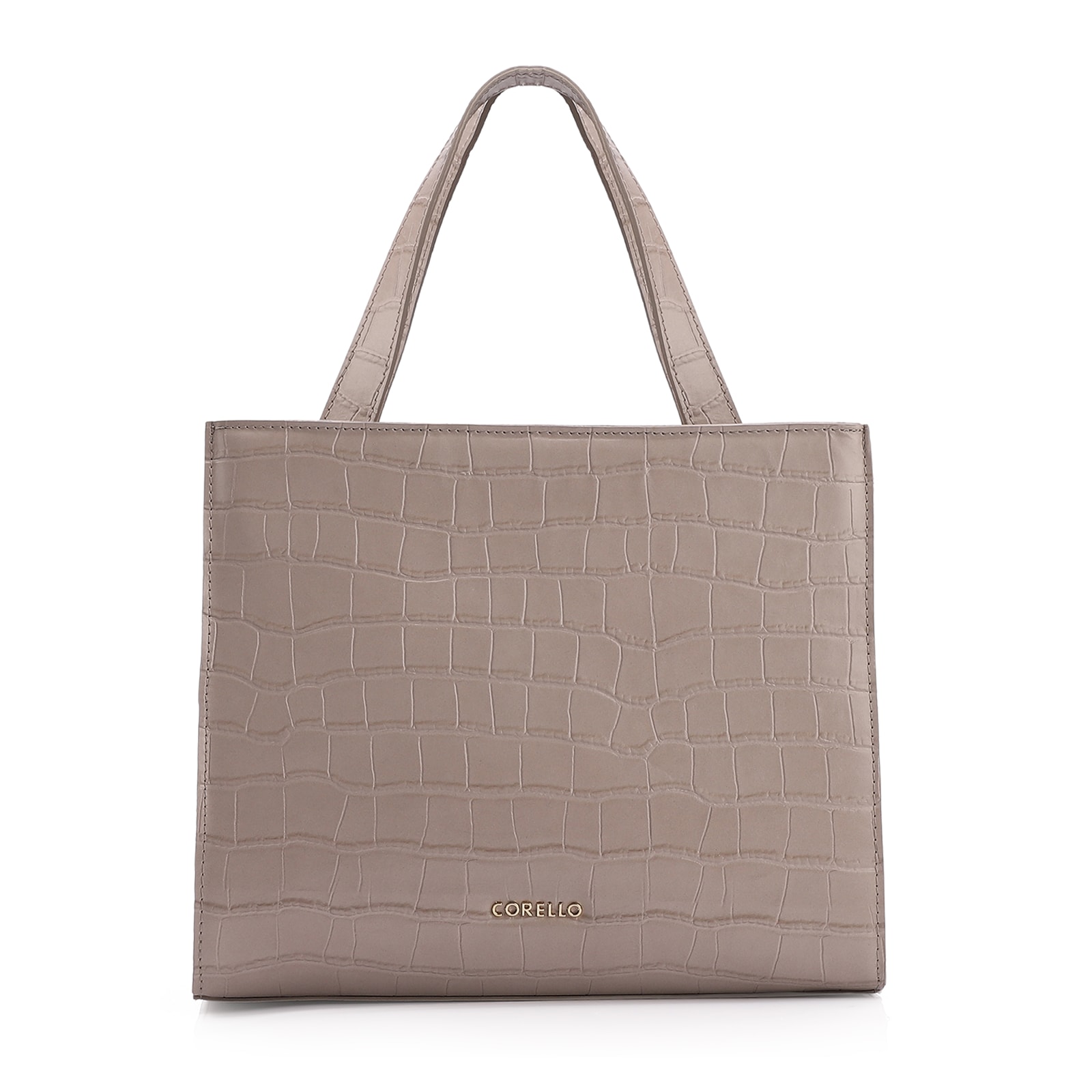 Bolsa Tote Couro Croco Bege