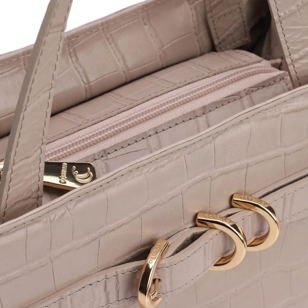 Bolsa Tote Couro Croco Bege - imagem 5