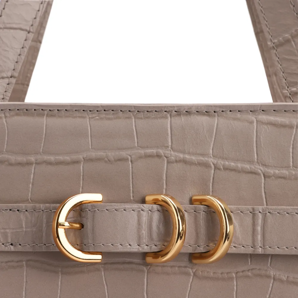 Bolsa Tote Couro Croco Bege - imagem 6
