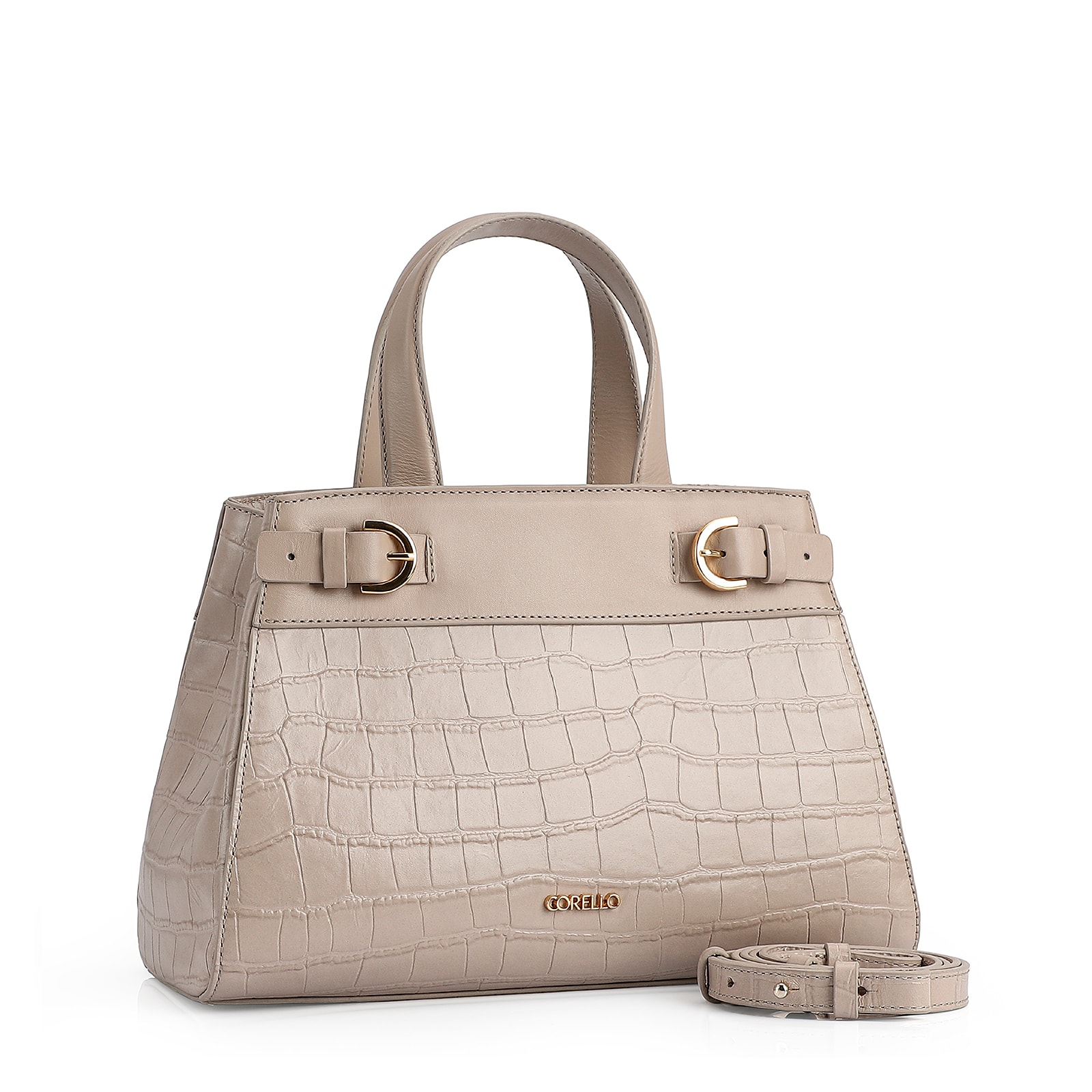 Bolsa Tote Couro Croco Bege