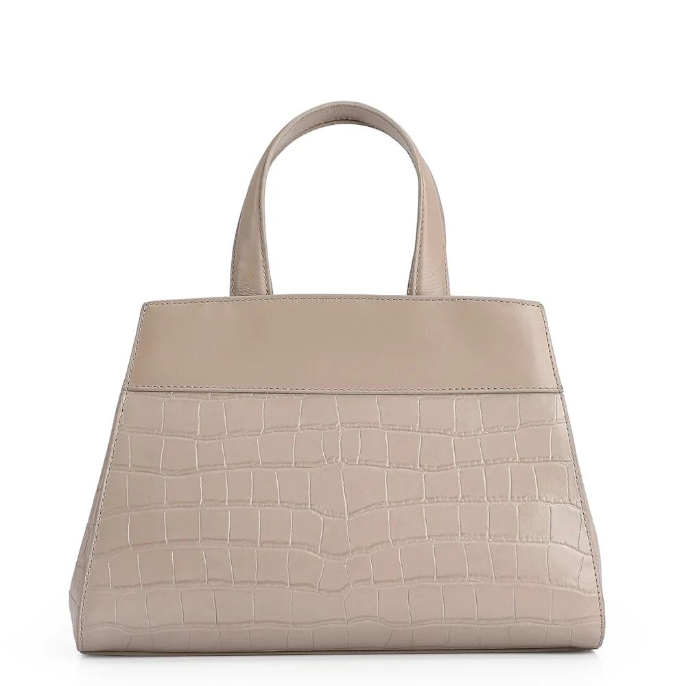 Bolsa Tote Couro Croco Bege - imagem 4