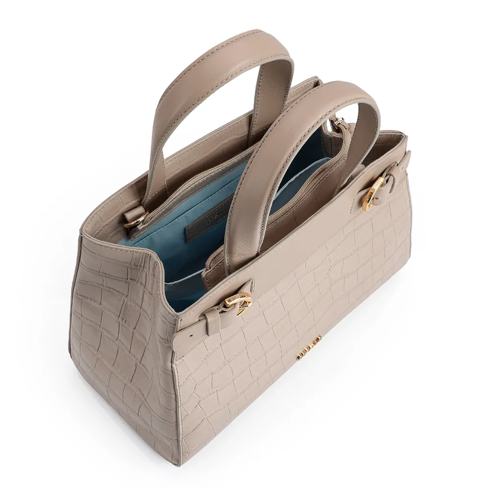 Bolsa Tote Couro Croco Bege - imagem 5