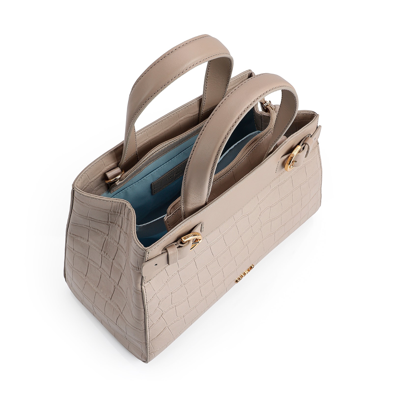 Bolsa Tote Couro Croco Bege