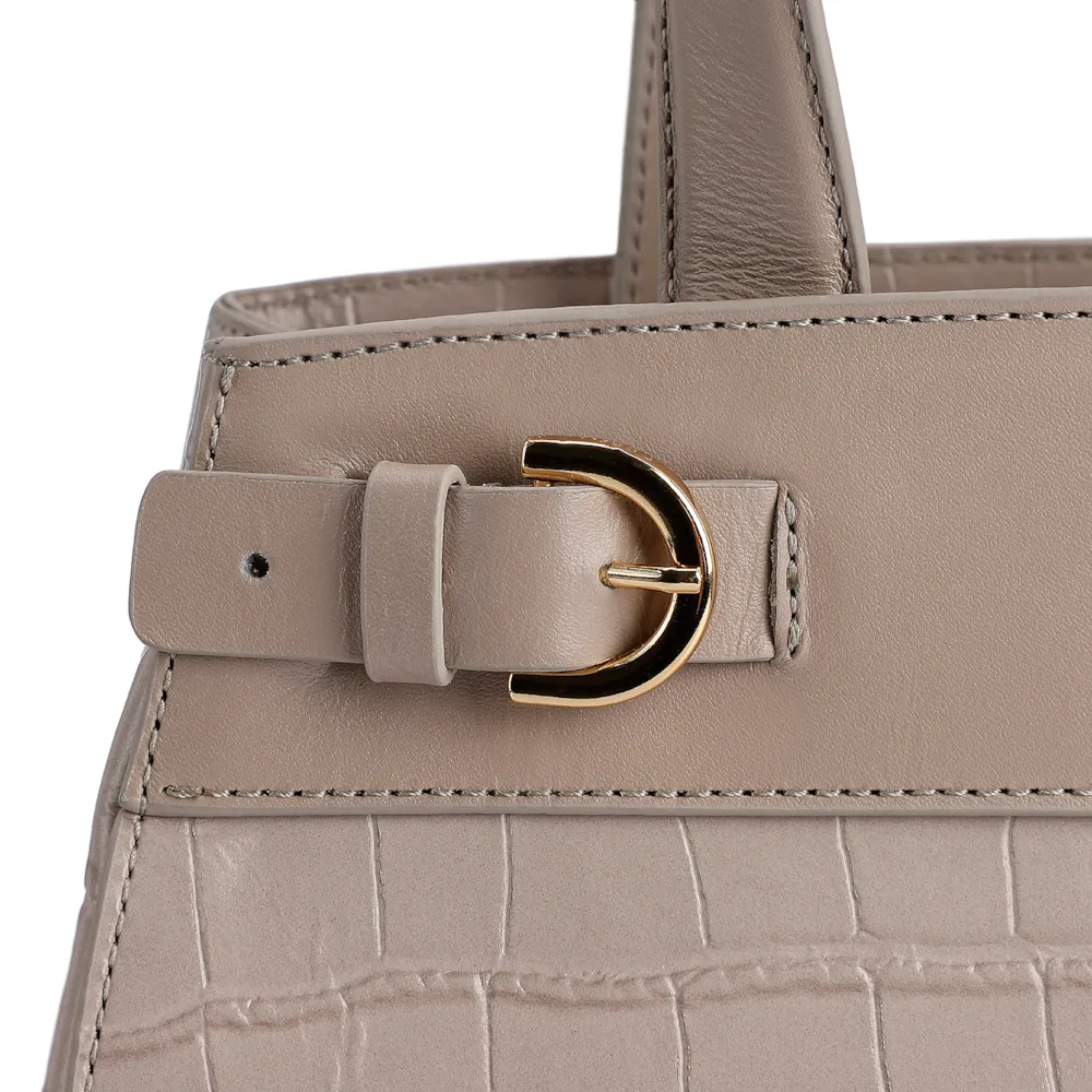 Bolsa Tote Couro Croco Bege - imagem 6