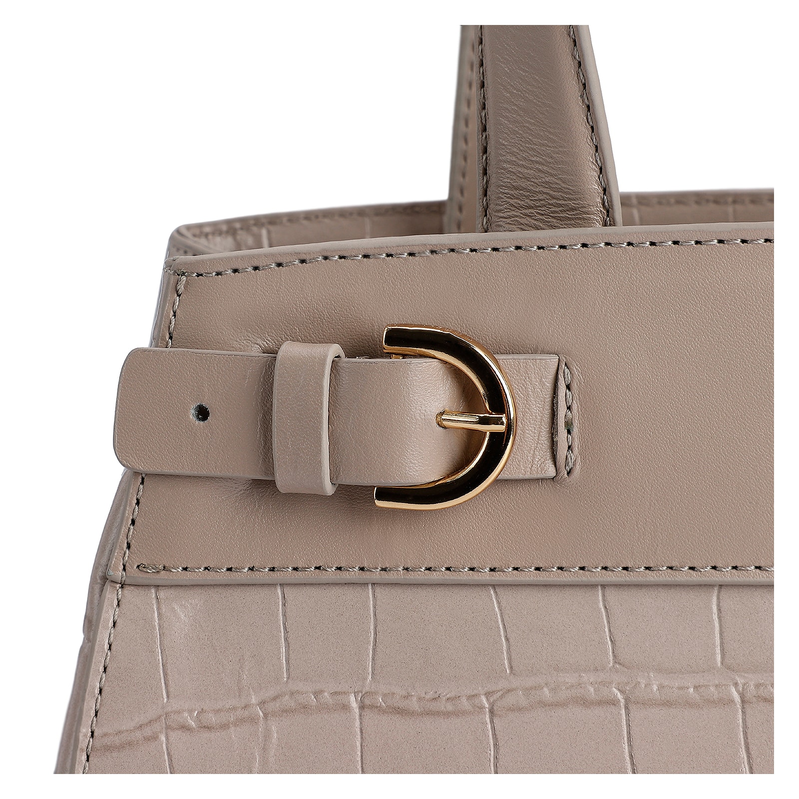 Bolsa Tote Couro Croco Bege