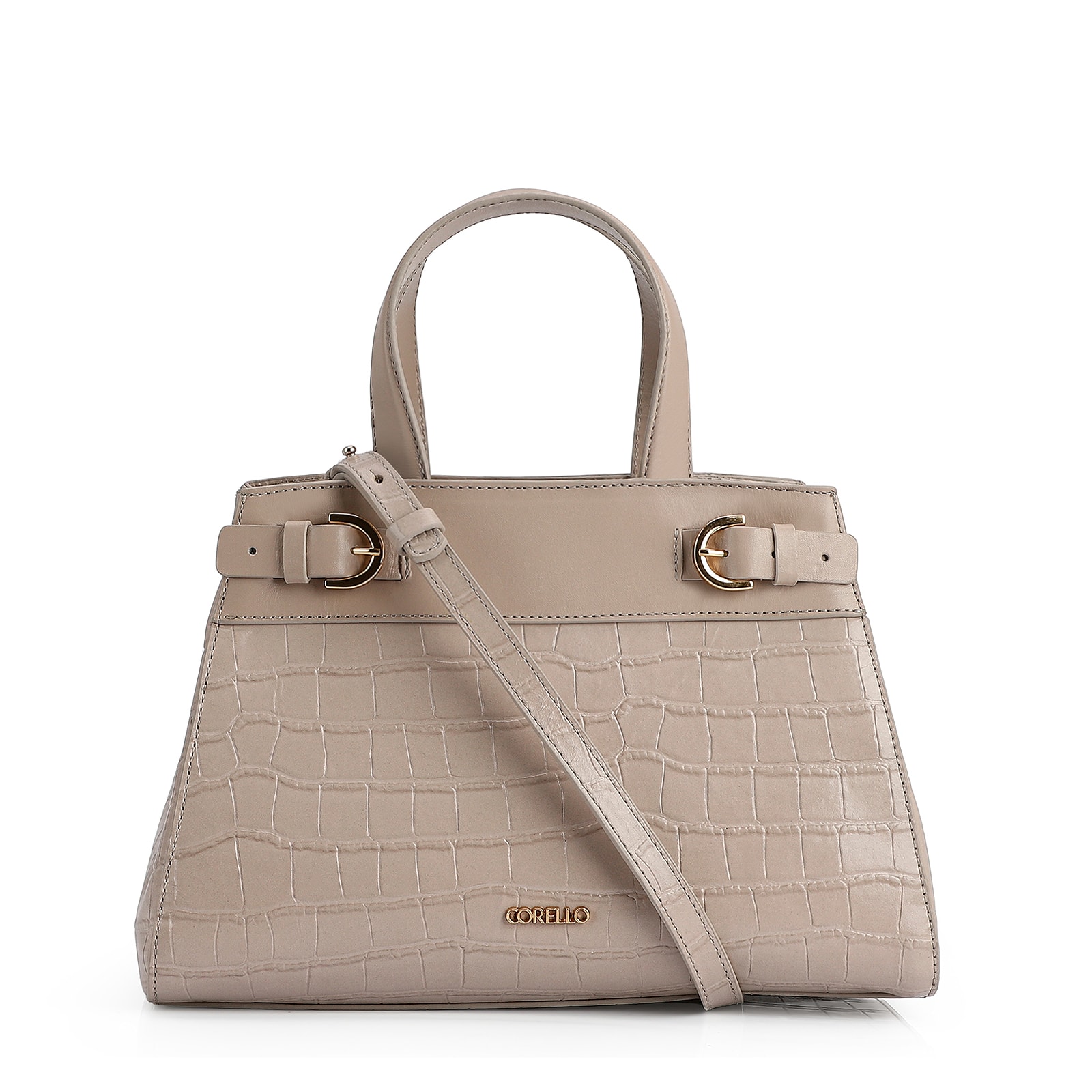Bolsa Tote Couro Croco Bege