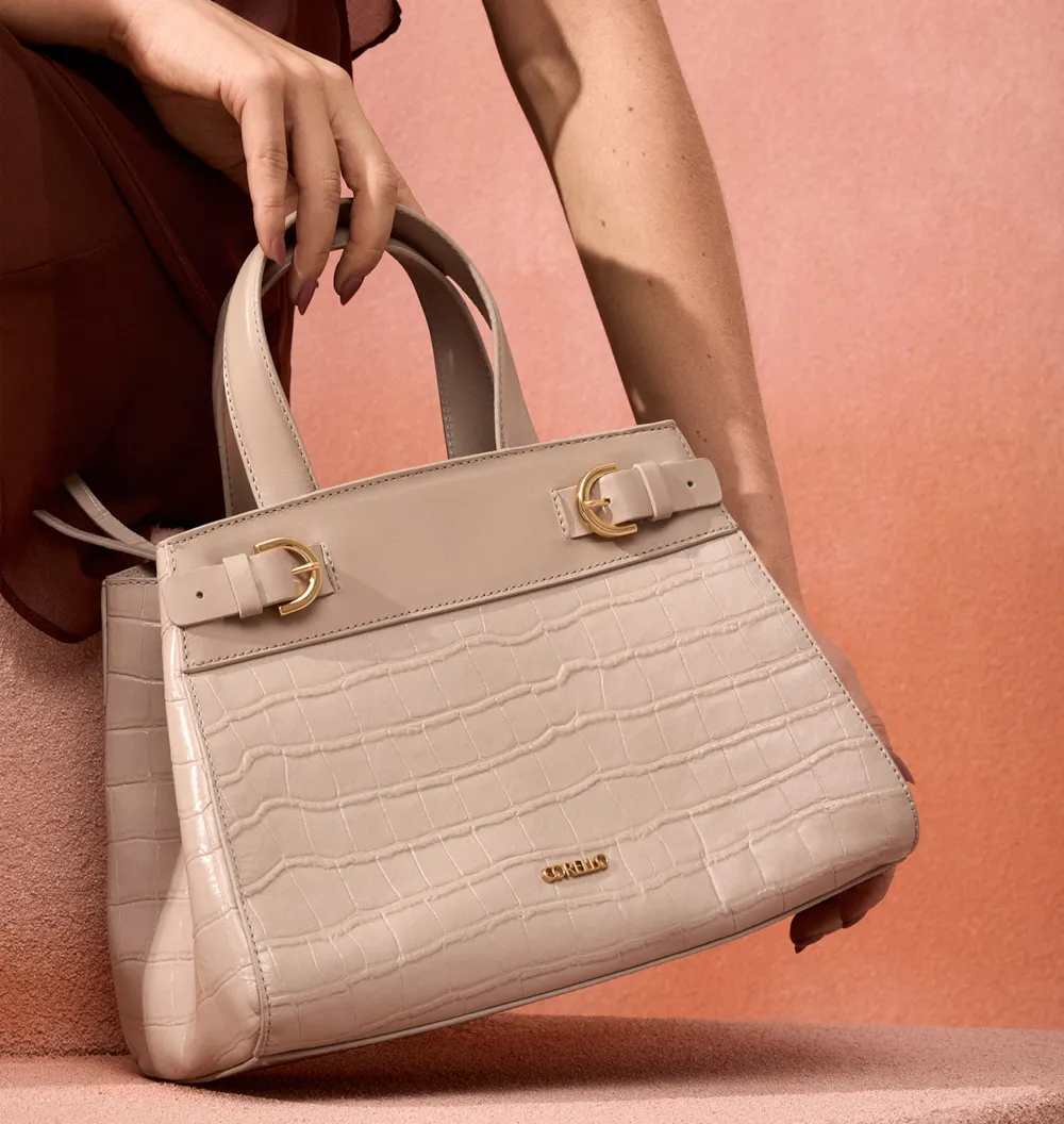 Bolsa Tote Couro Croco Bege - imagem 2