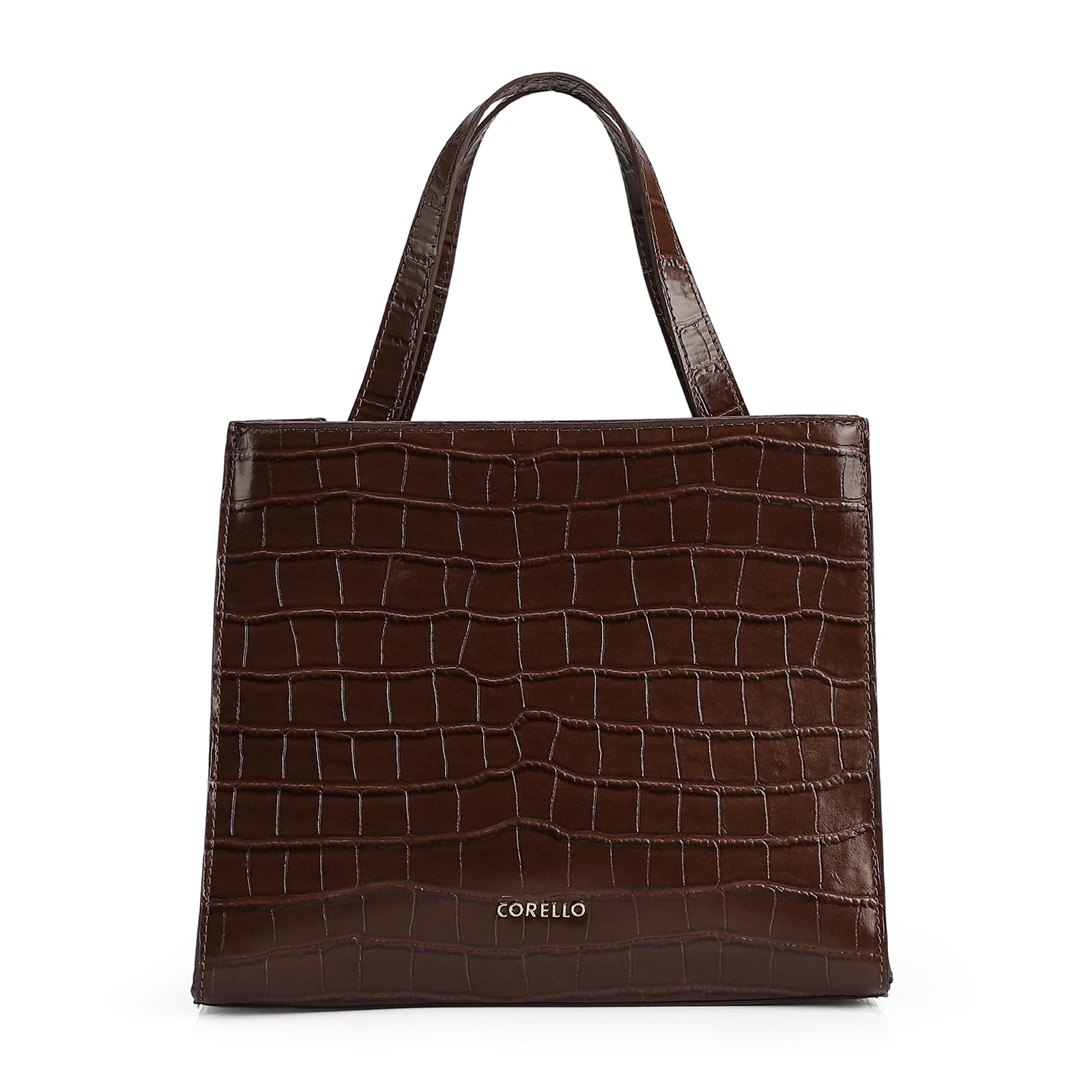Bolsa Tote Couro Croco Marrom