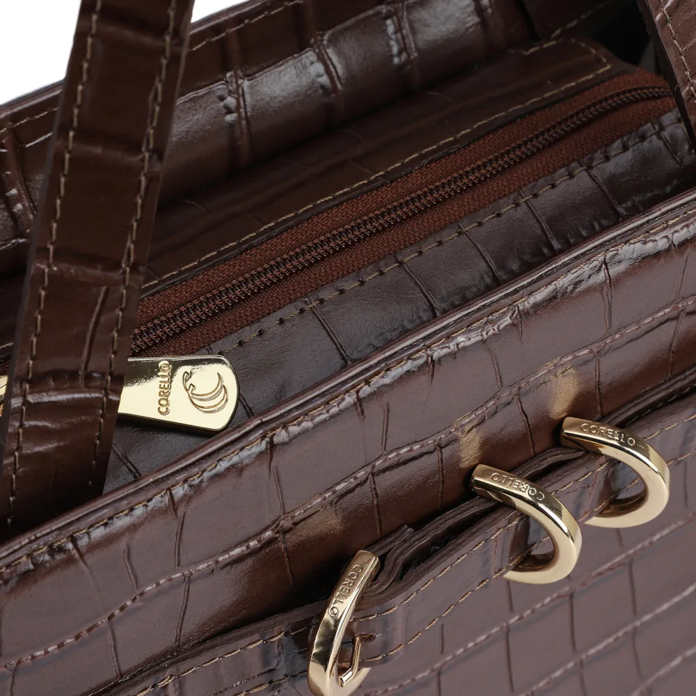 Bolsa Tote Couro Croco Marrom - imagem 5