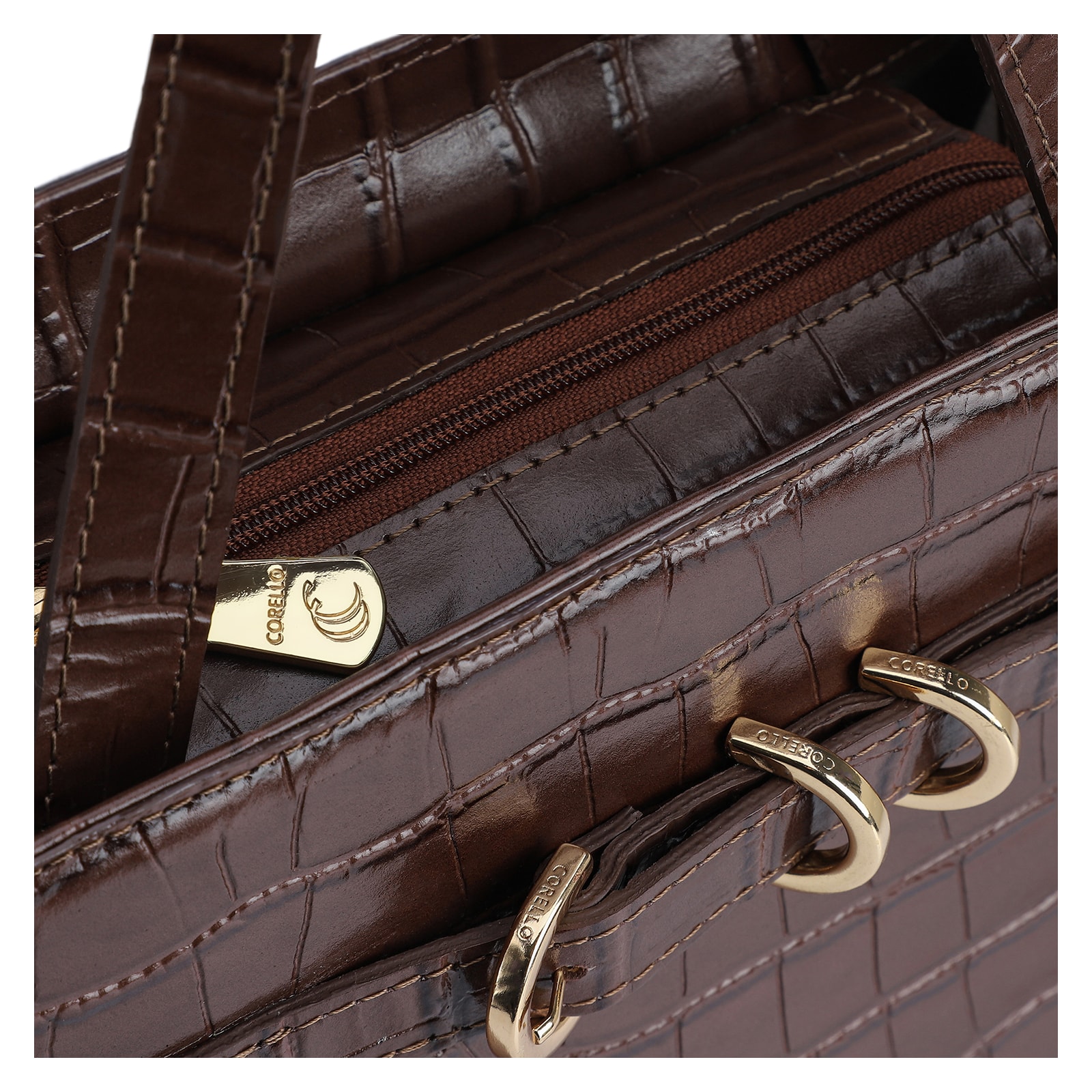 Bolsa Tote Couro Croco Marrom