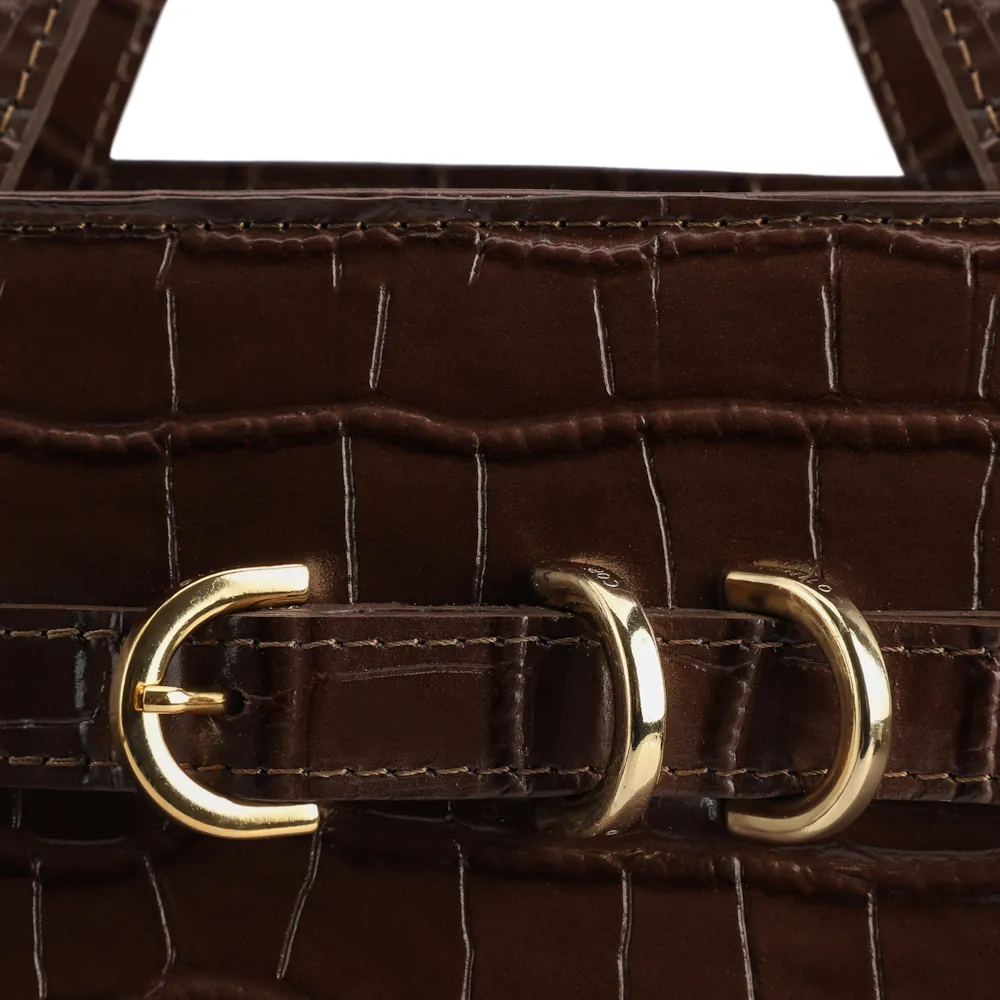 Bolsa Tote Couro Croco Marrom - imagem 6