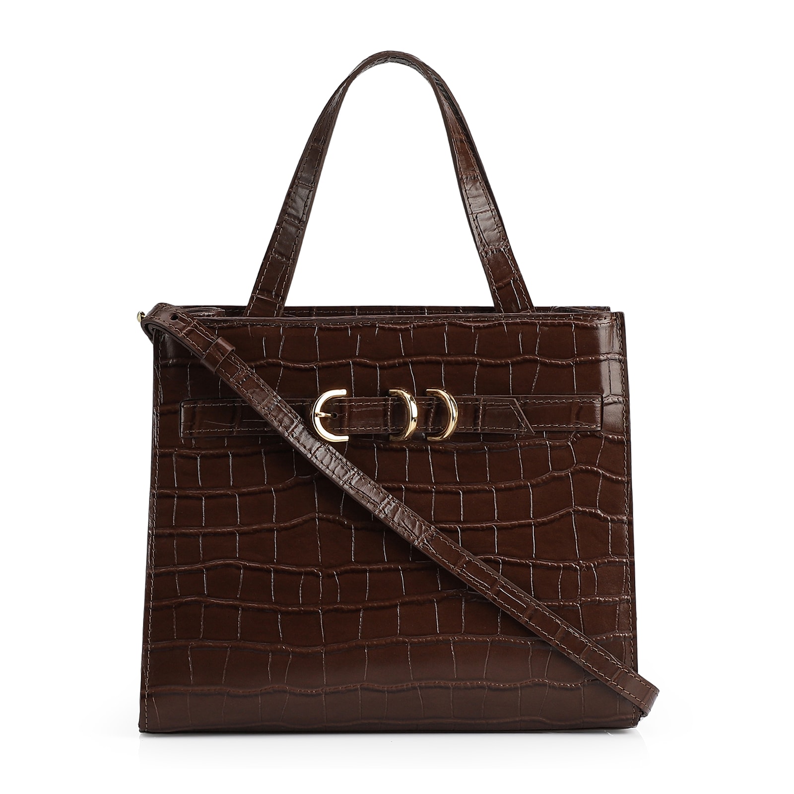 Bolsa Tote Couro Croco Marrom