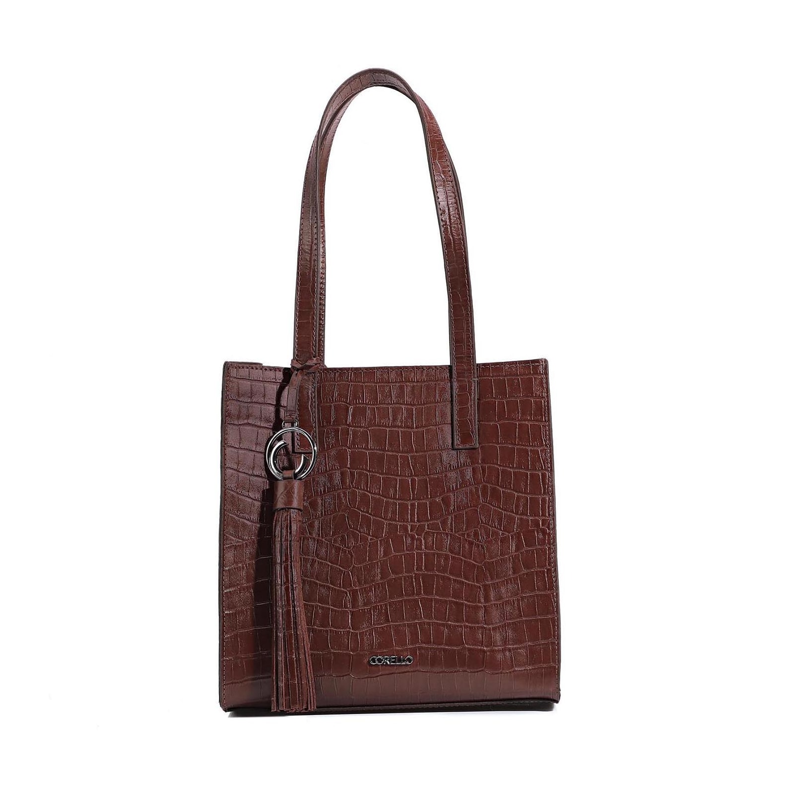 Bolsa Tote Couro Croco Marrom