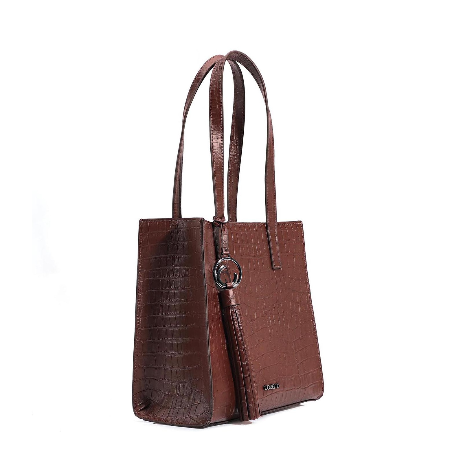 Bolsa Tote Couro Croco Marrom