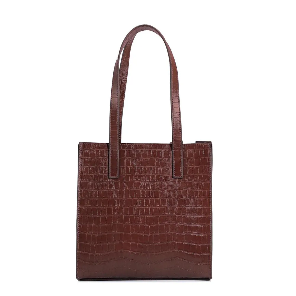 Bolsa Tote Couro Croco Marrom - imagem 3
