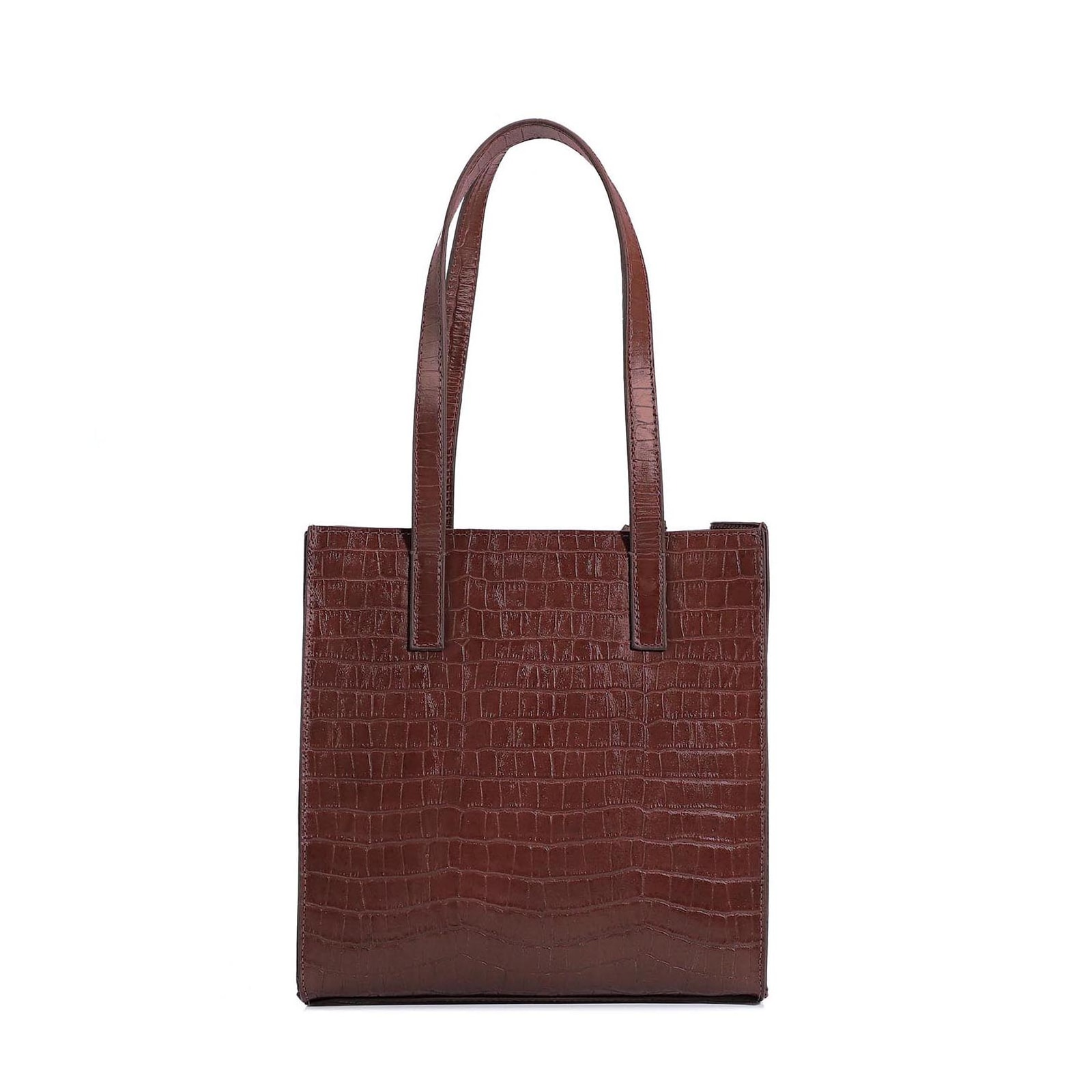Bolsa Tote Couro Croco Marrom