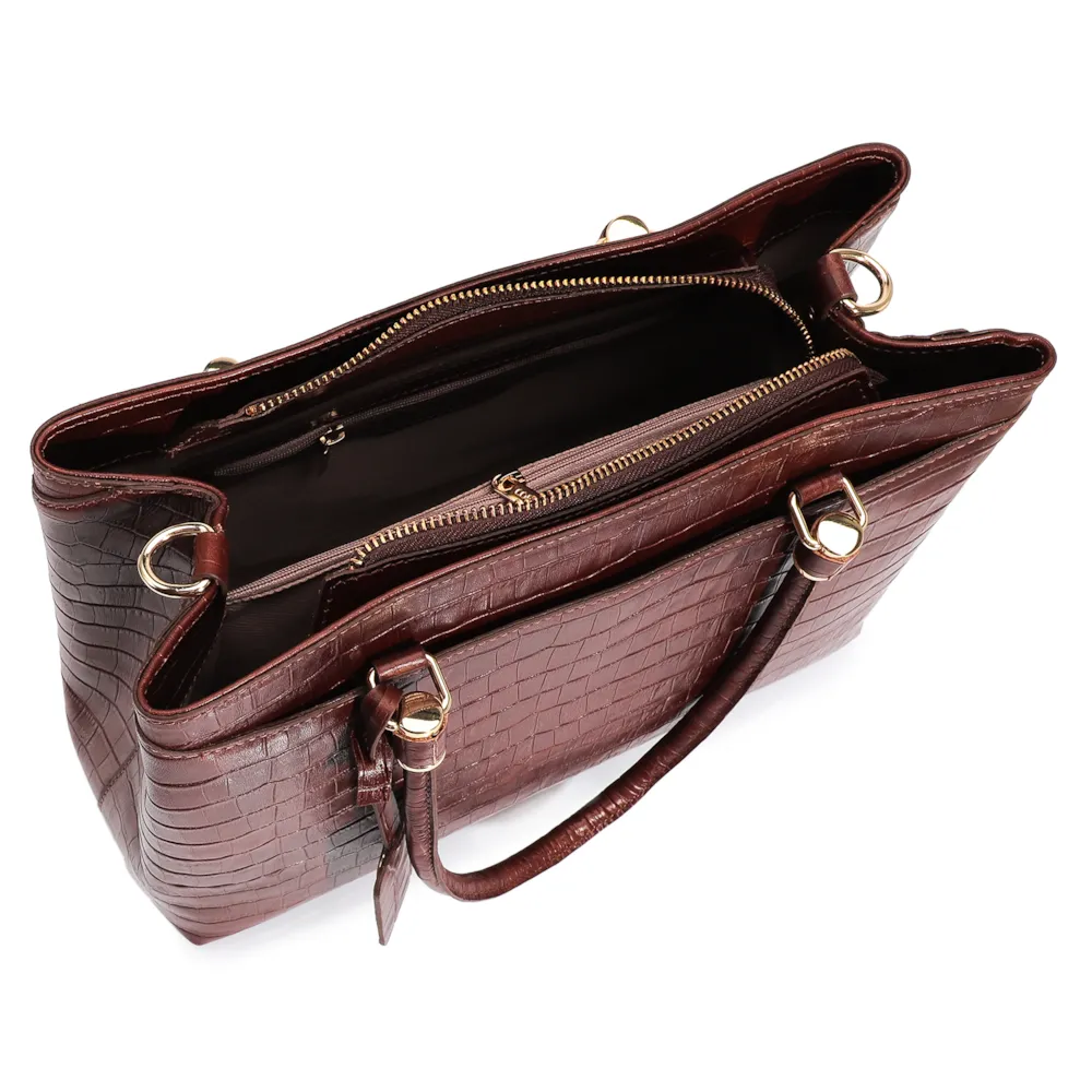 Bolsa Tote Couro Croco Marrom - imagem 4