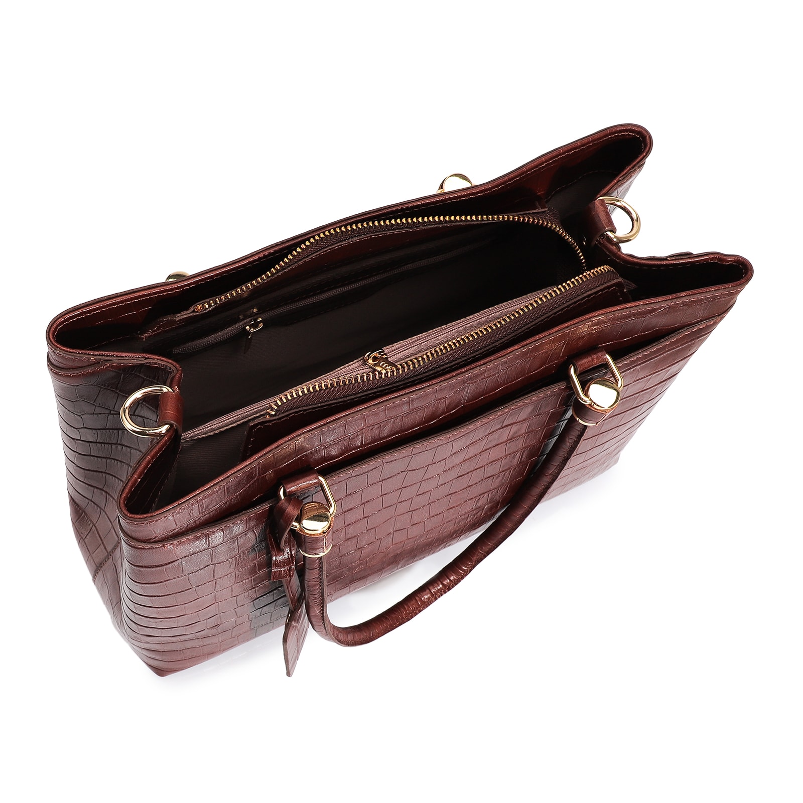 Bolsa Tote Couro Croco Marrom
