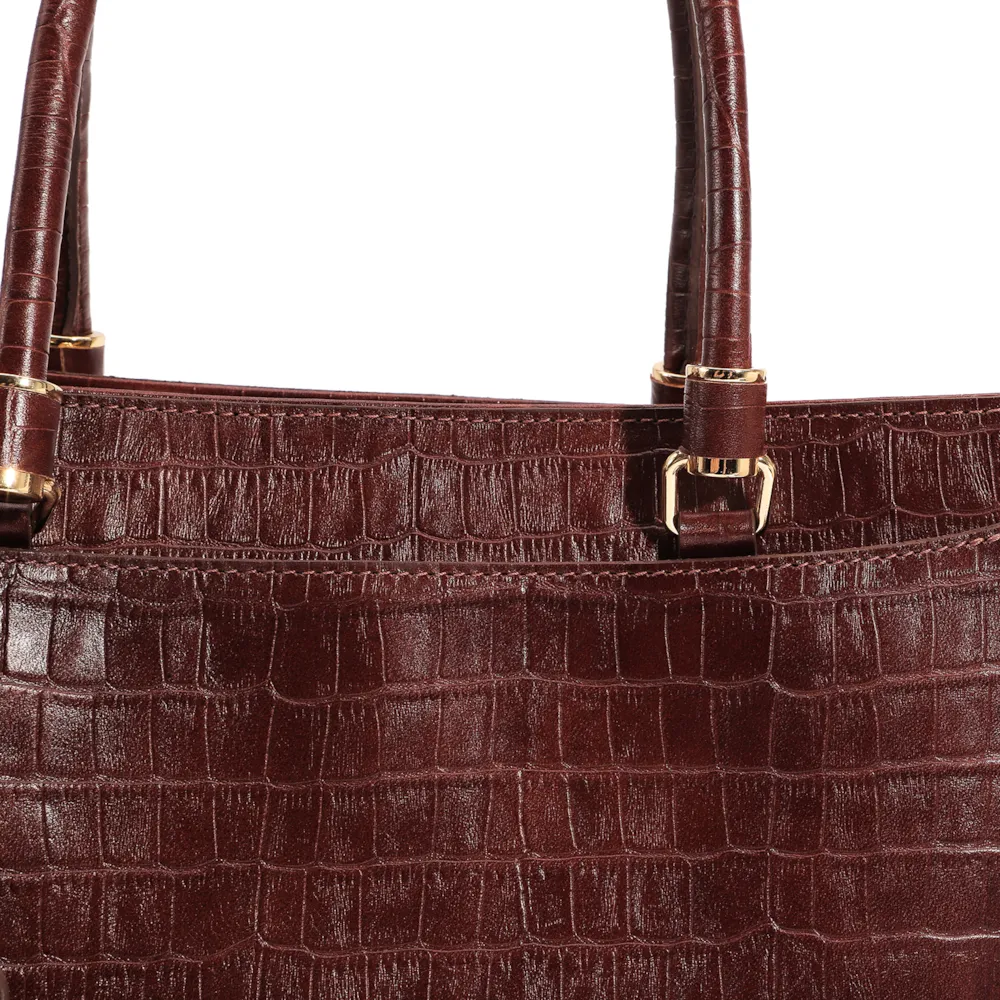 Bolsa Tote Couro Croco Marrom - imagem 5
